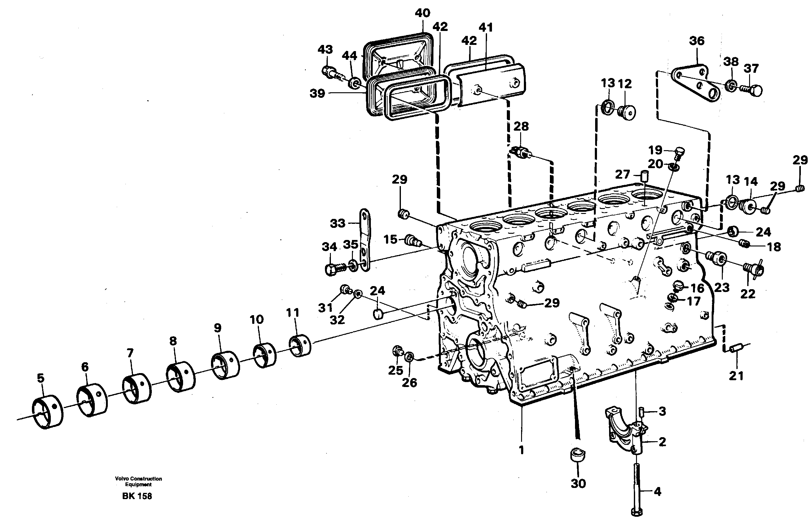 Схема запчастей Volvo A35C - 100744 Блок цилиндров A35C VOLVO BM VOLVO BM A35C SER NO - 4620