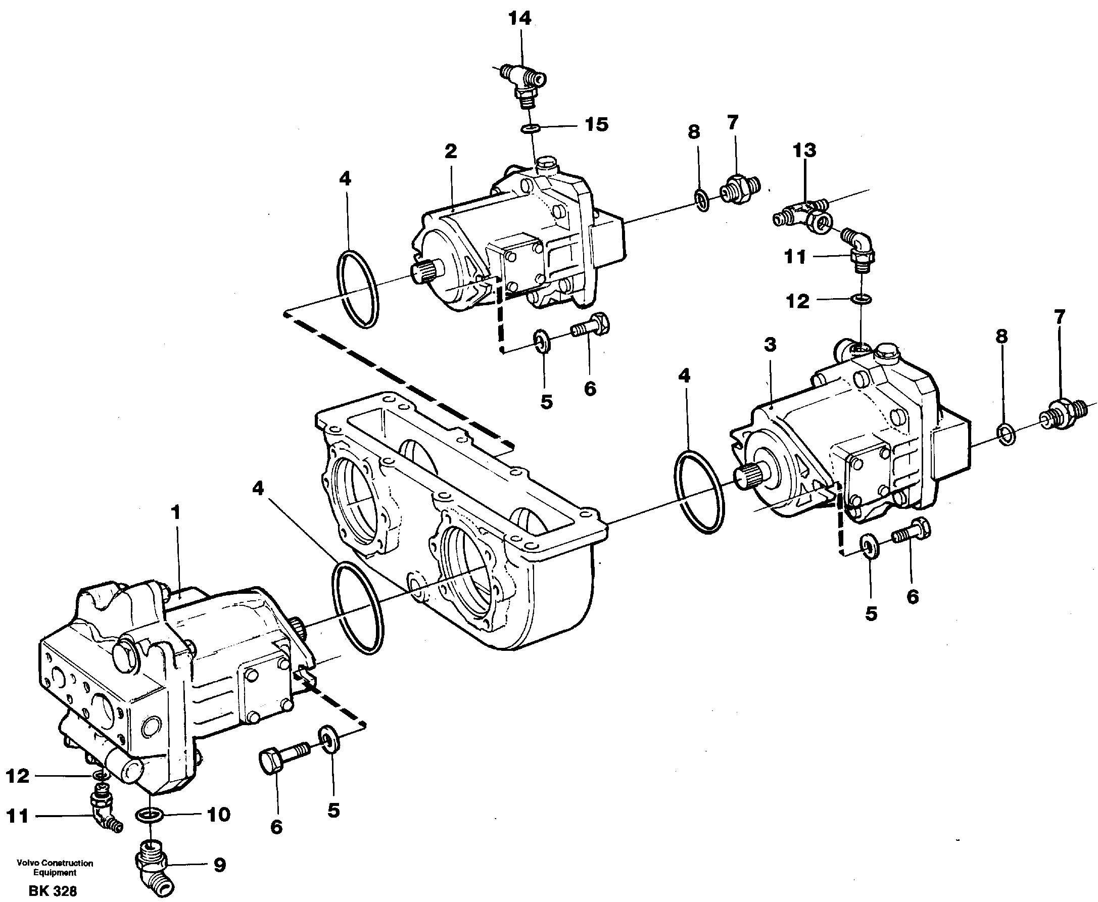 Схема запчастей Volvo A35C - 54991 Hydraulic pump with fitting parts A35C VOLVO BM VOLVO BM A35C SER NO - 4620