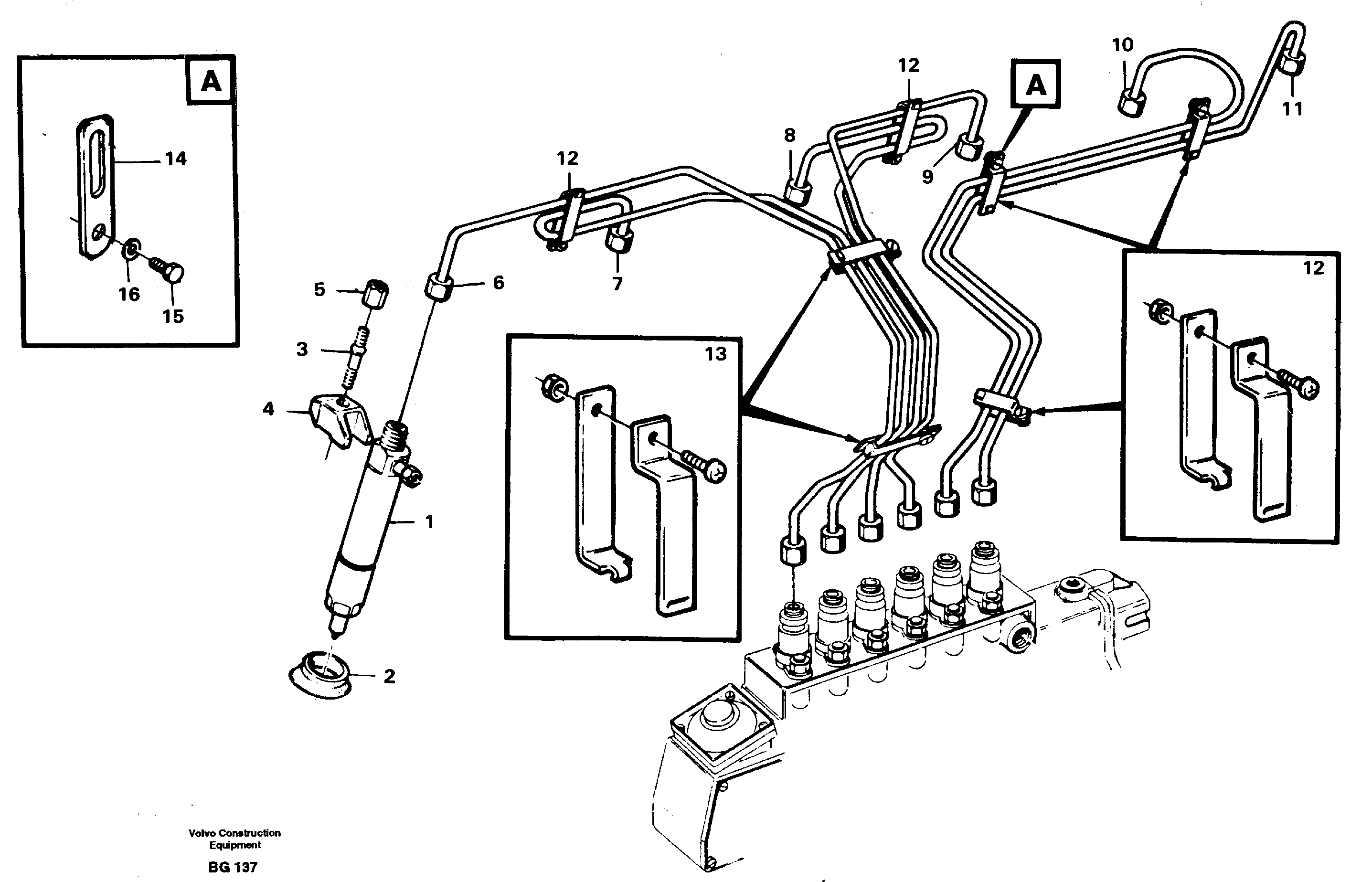 Схема запчастей Volvo A40 - 74386 Delivery pipes-injectors A40 VOLVO BM VOLVO BM A40 SER NO - 1151/- 60026