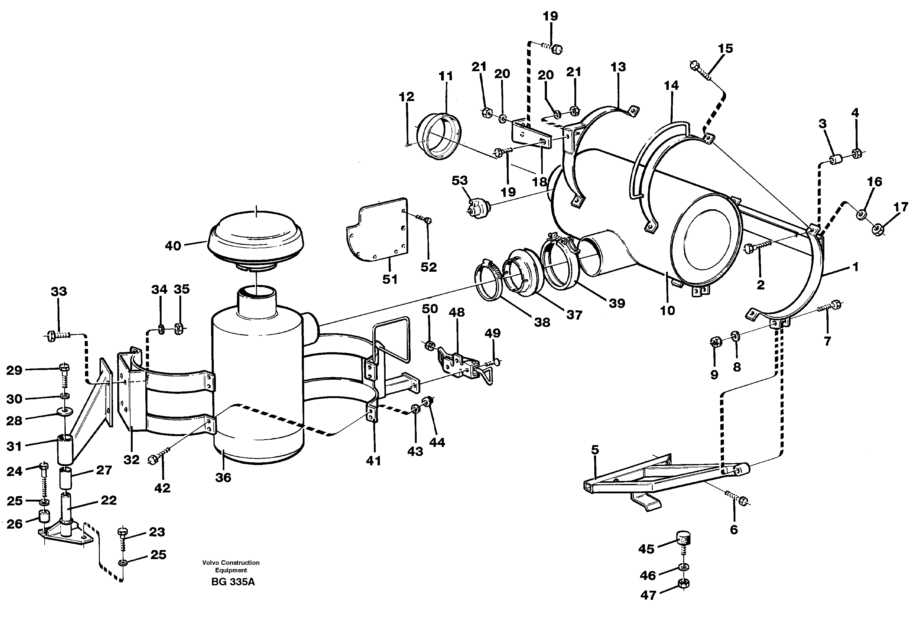 Схема запчастей Volvo A40 - 82633 Oil bath air filter with fitting parts A40 VOLVO BM VOLVO BM A40 SER NO - 1151/- 60026