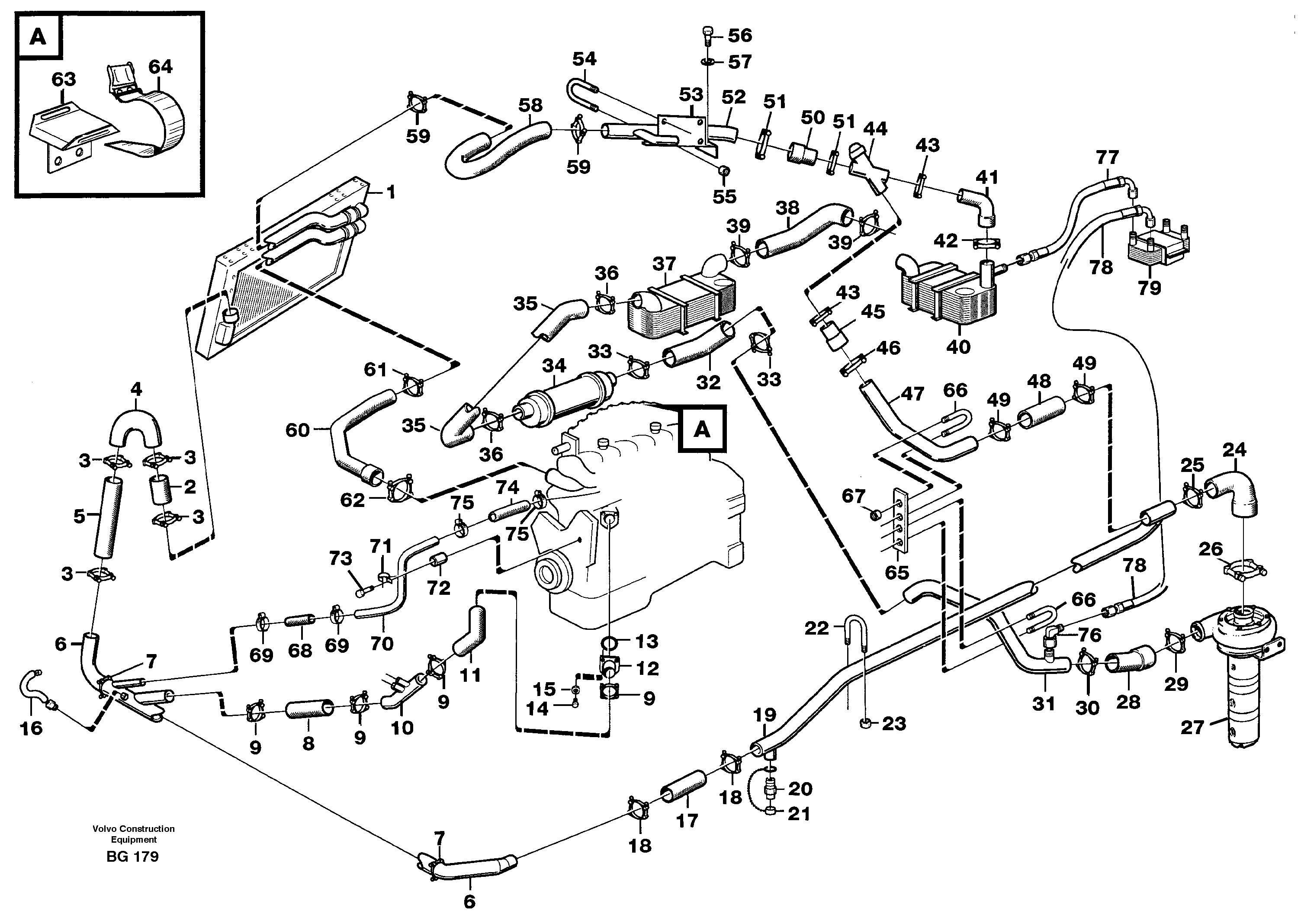 Схема запчастей Volvo A40 - 90333 Система охлаждения A40 VOLVO BM VOLVO BM A40 SER NO - 1151/- 60026