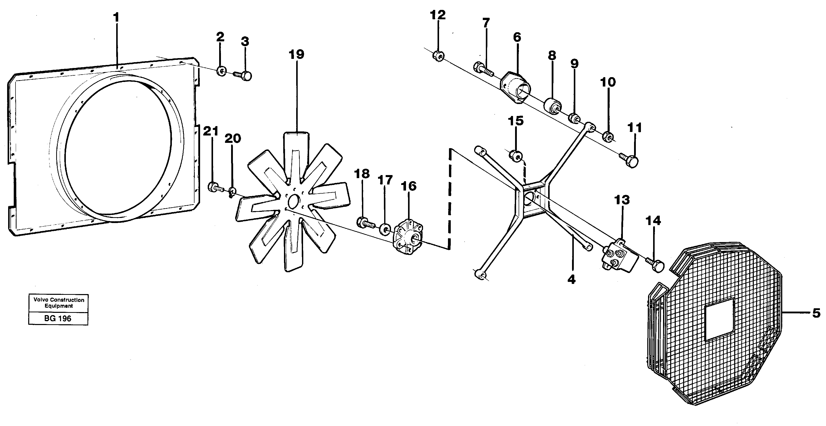 Схема запчастей Volvo A40 - 82035 Вентилятор и кожух A40 VOLVO BM VOLVO BM A40 SER NO - 1151/- 60026