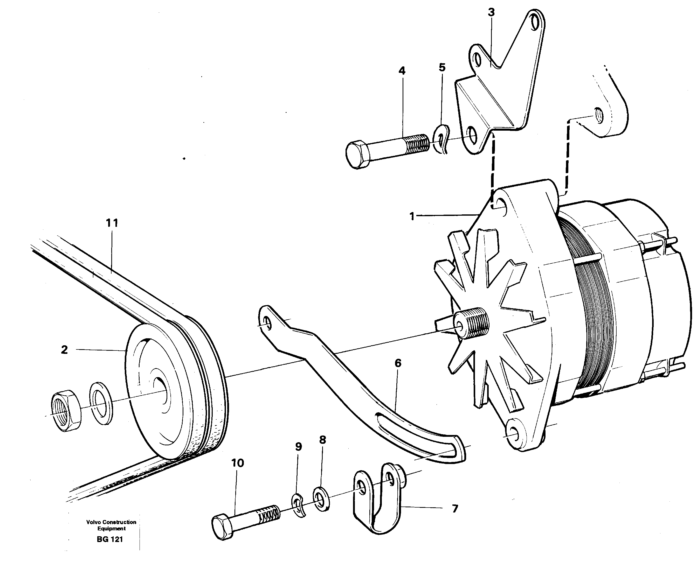 Схема запчастей Volvo A40 - 13984 Alternator with assembling details A40 VOLVO BM VOLVO BM A40 SER NO - 1151/- 60026