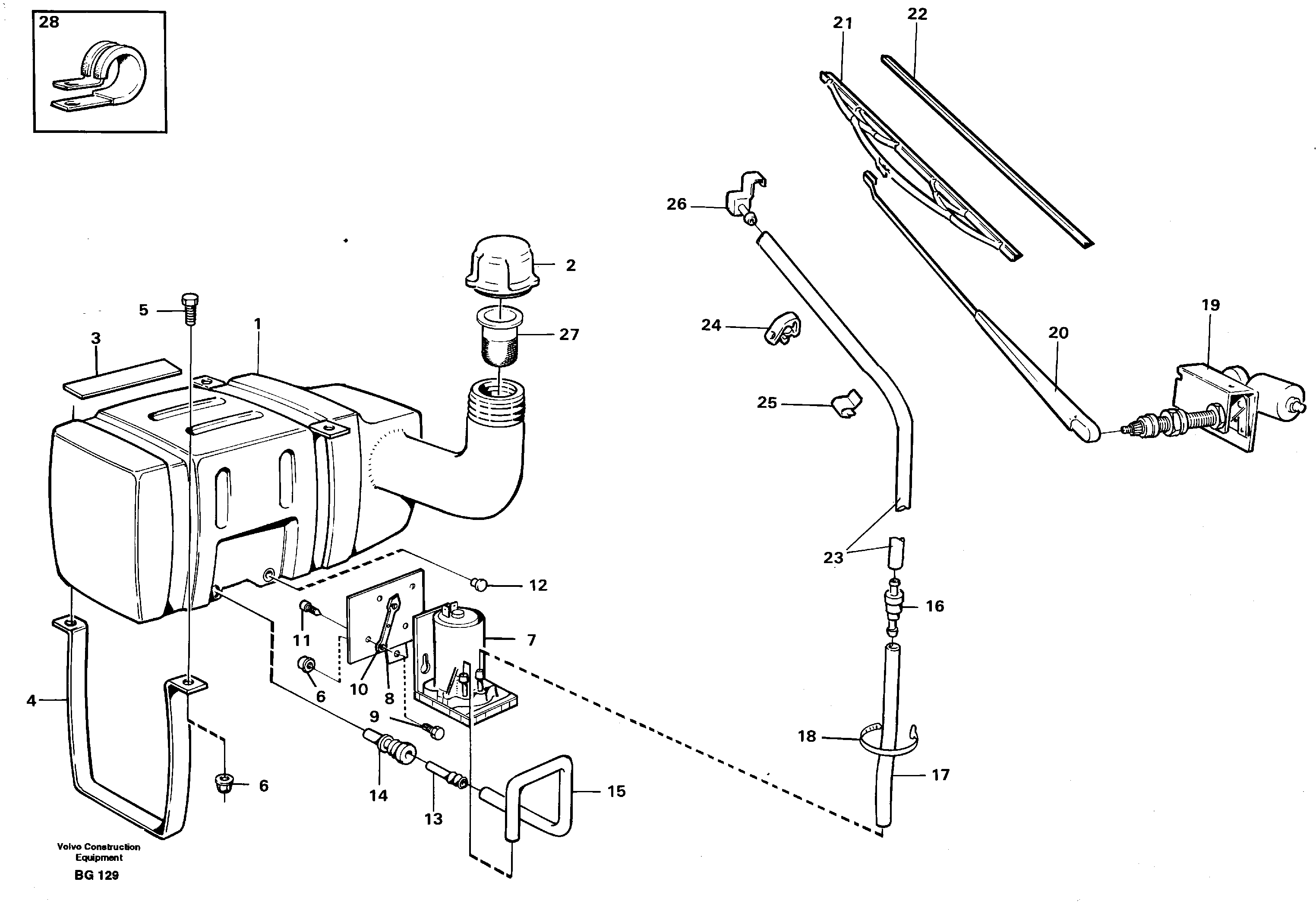 Схема запчастей Volvo A40 - 35332 Windscreen washer and wiper A40 VOLVO BM VOLVO BM A40 SER NO - 1151/- 60026