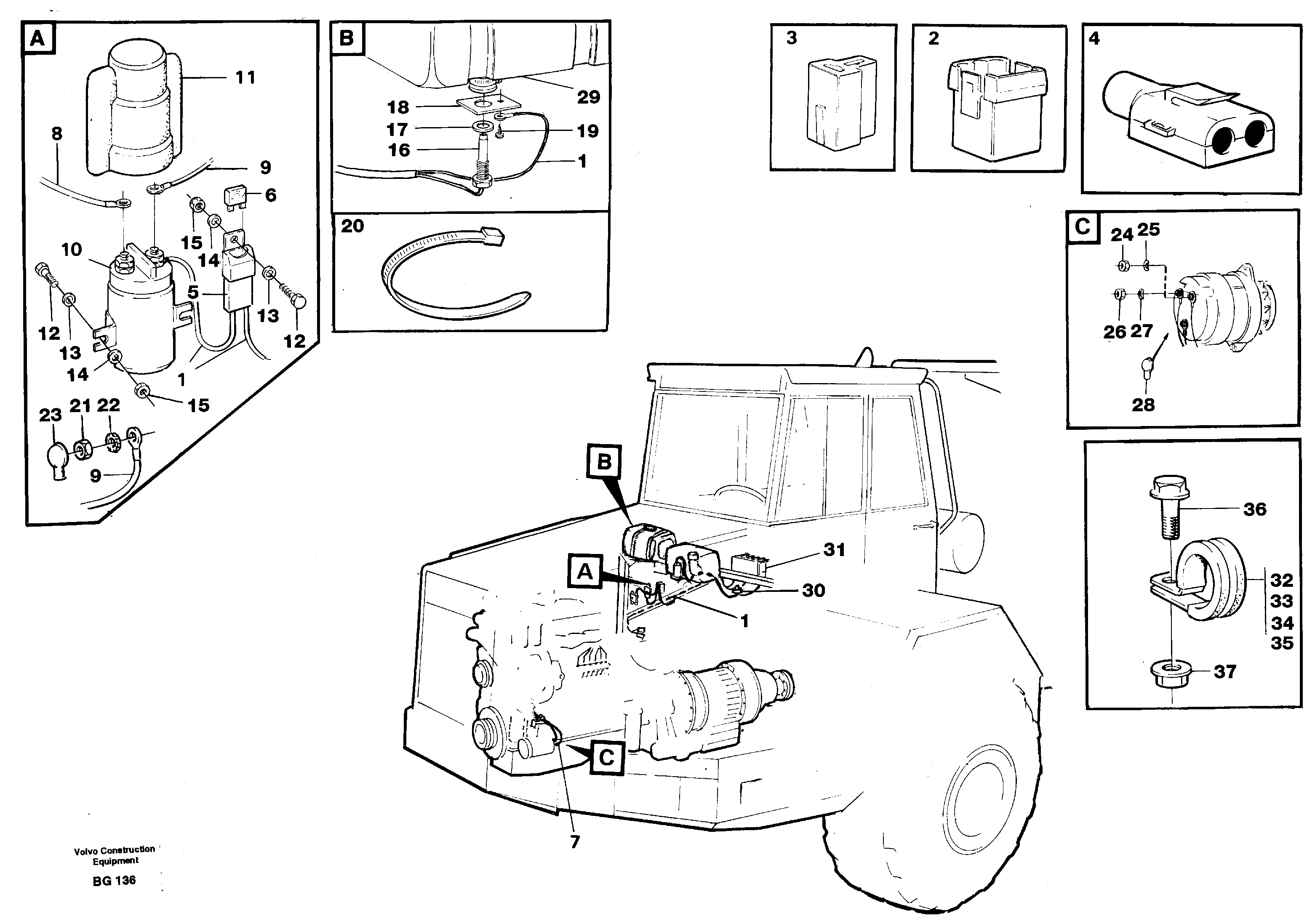 Схема запчастей Volvo A40 - 94868 Cable harnesses, front A40 VOLVO BM VOLVO BM A40 SER NO - 1151/- 60026