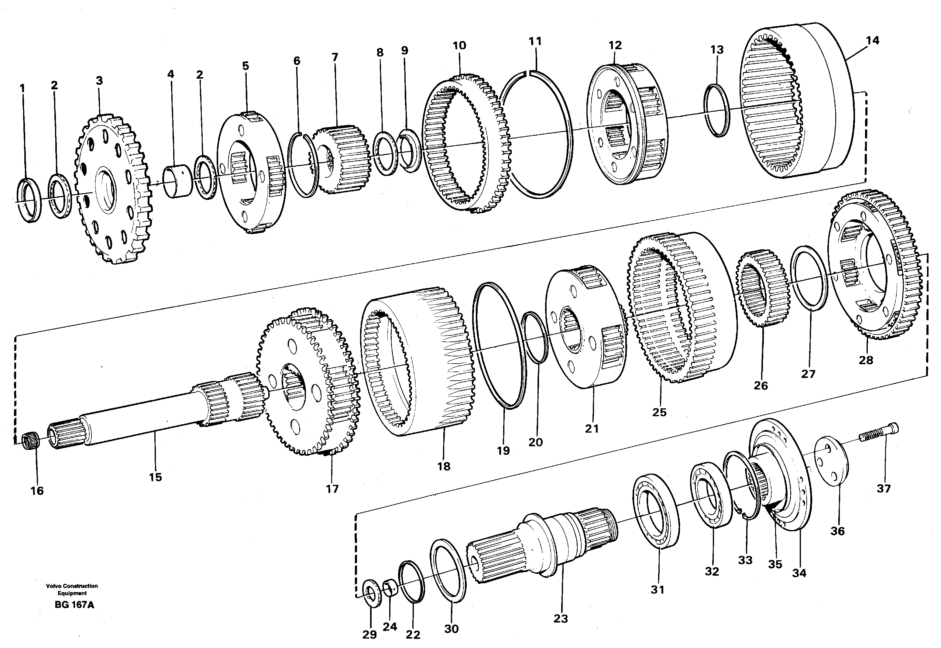 Схема запчастей Volvo A40 - 93517 Planetary gears and shafts A40 VOLVO BM VOLVO BM A40 SER NO - 1151/- 60026