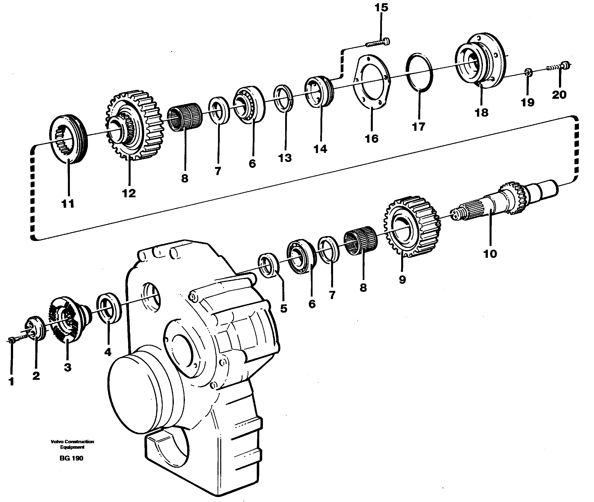 Схема запчастей Volvo A40 - 45282 Upper shaft A40 VOLVO BM VOLVO BM A40 SER NO - 1151/- 60026