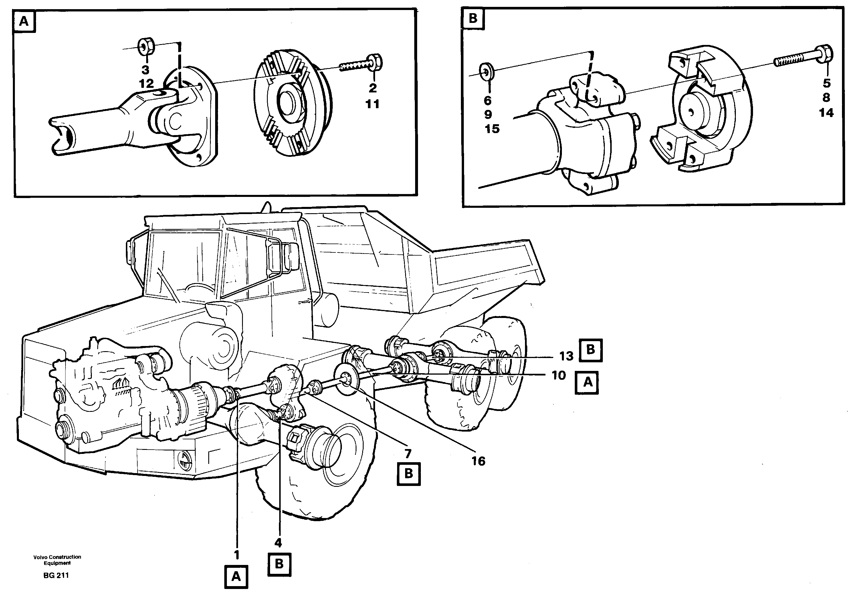 Схема запчастей Volvo A40 - 18250 Propeller shafts with fitting parts A40 VOLVO BM VOLVO BM A40 SER NO - 1151/- 60026