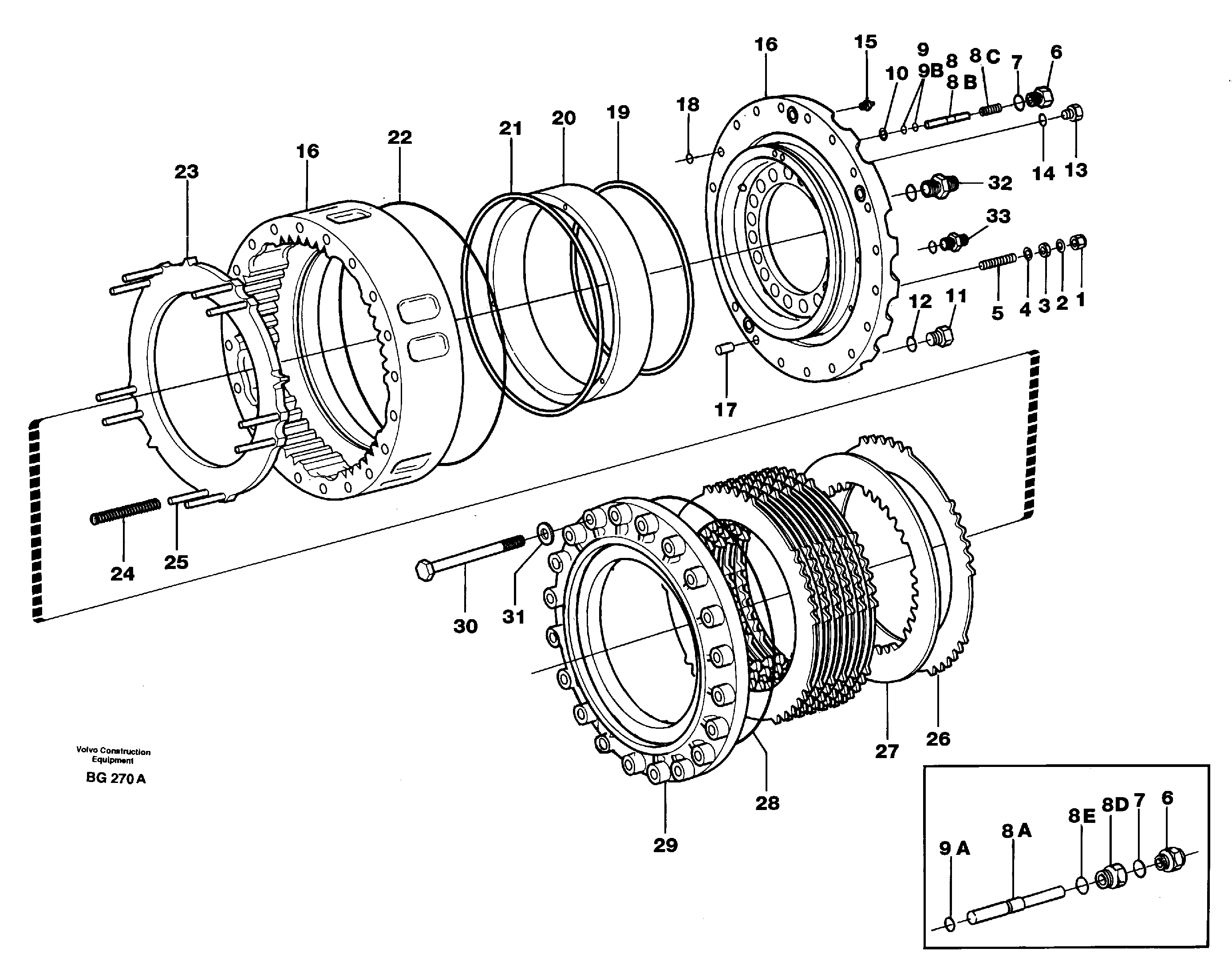 Схема запчастей Volvo A40 - 19862 Rear wheel brake, axle 2 A40 VOLVO BM VOLVO BM A40 SER NO - 1151/- 60026