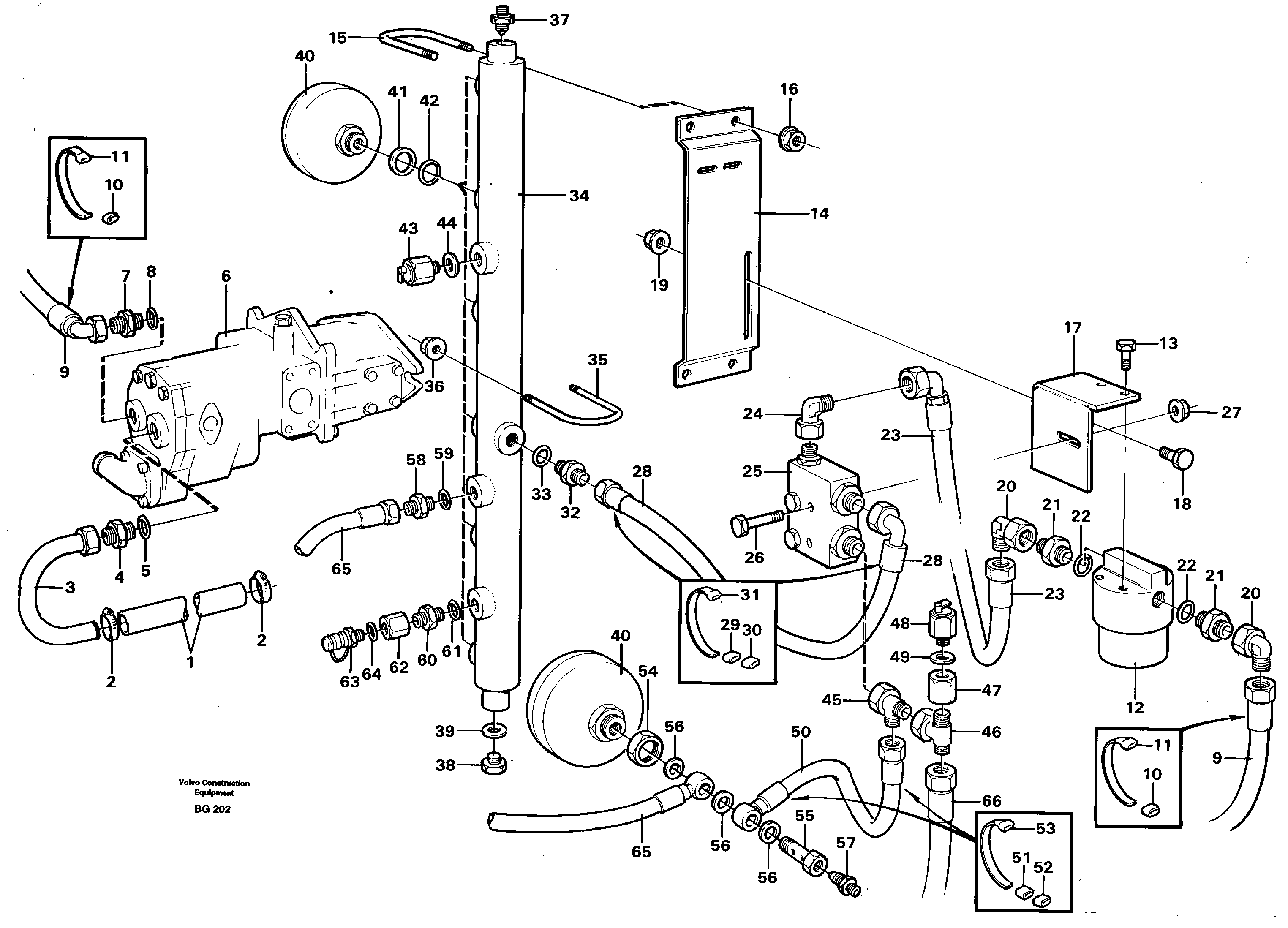 Схема запчастей Volvo A40 - 92010 Hydraulic brake system, motor unit A40 VOLVO BM VOLVO BM A40 SER NO - 1151/- 60026