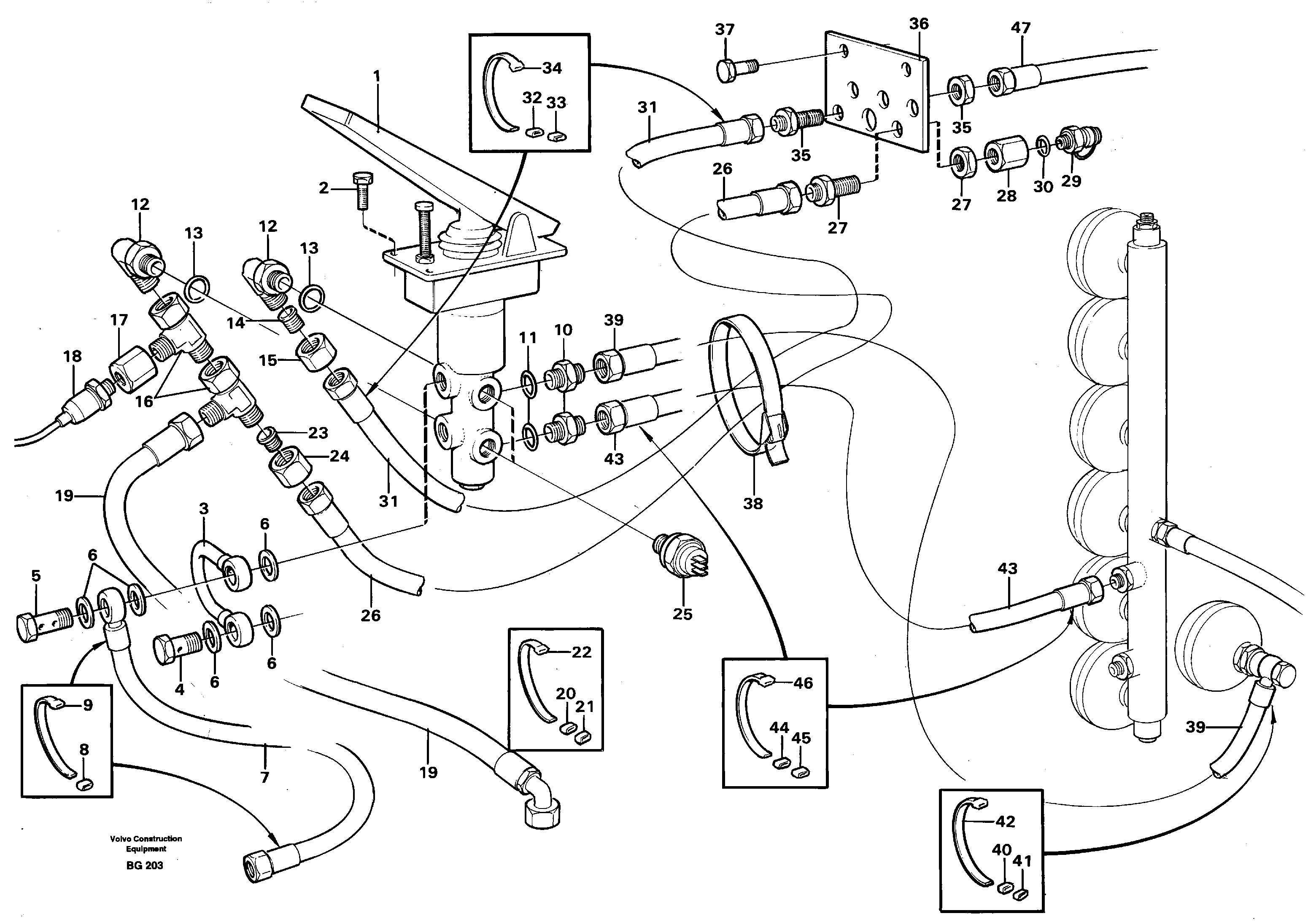 Схема запчастей Volvo A40 - 92511 Hydraulic brake system, cab A40 VOLVO BM VOLVO BM A40 SER NO - 1151/- 60026