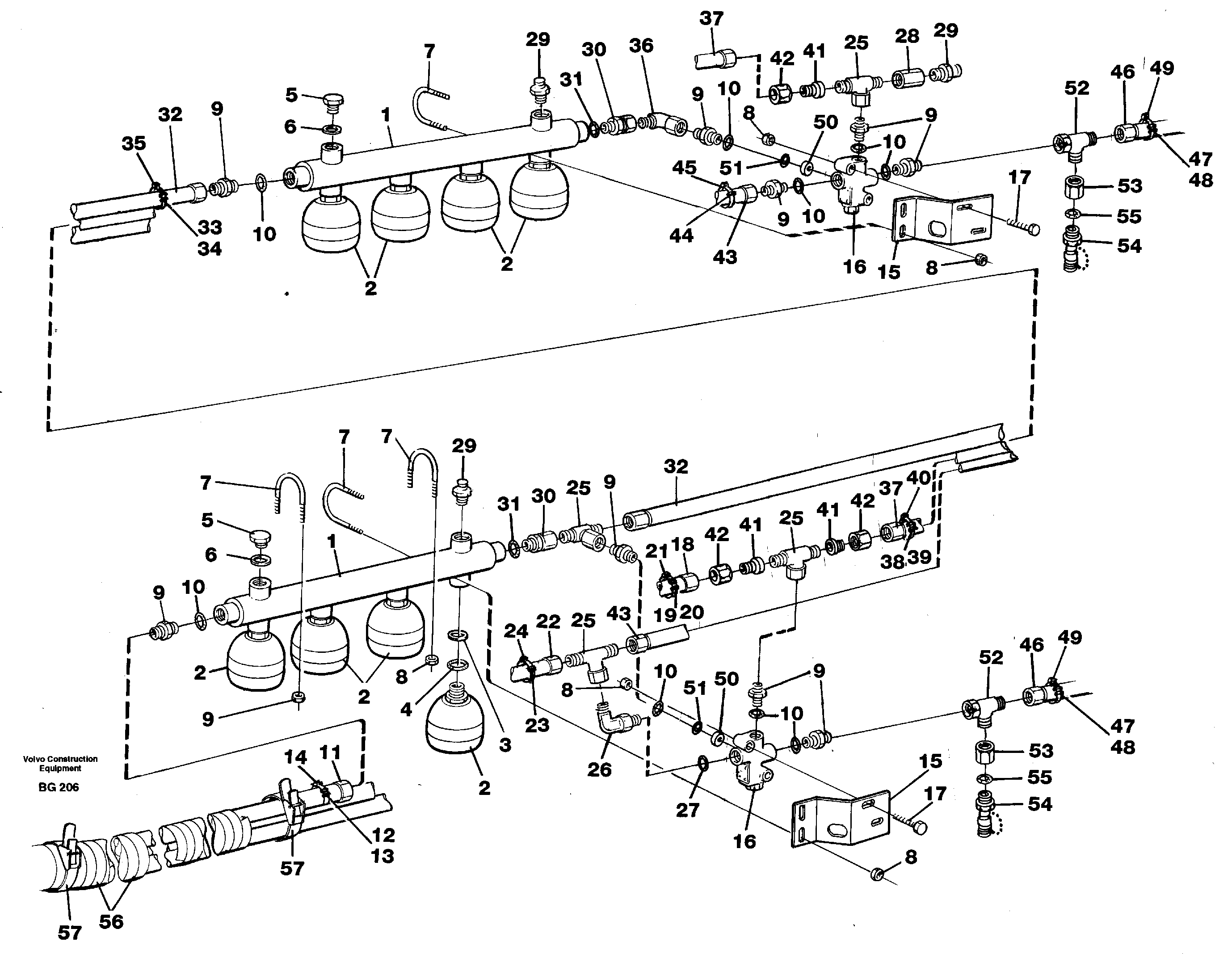 Схема запчастей Volvo A40 - 93578 Hydraulic brake system, load unit A40 VOLVO BM VOLVO BM A40 SER NO - 1151/- 60026