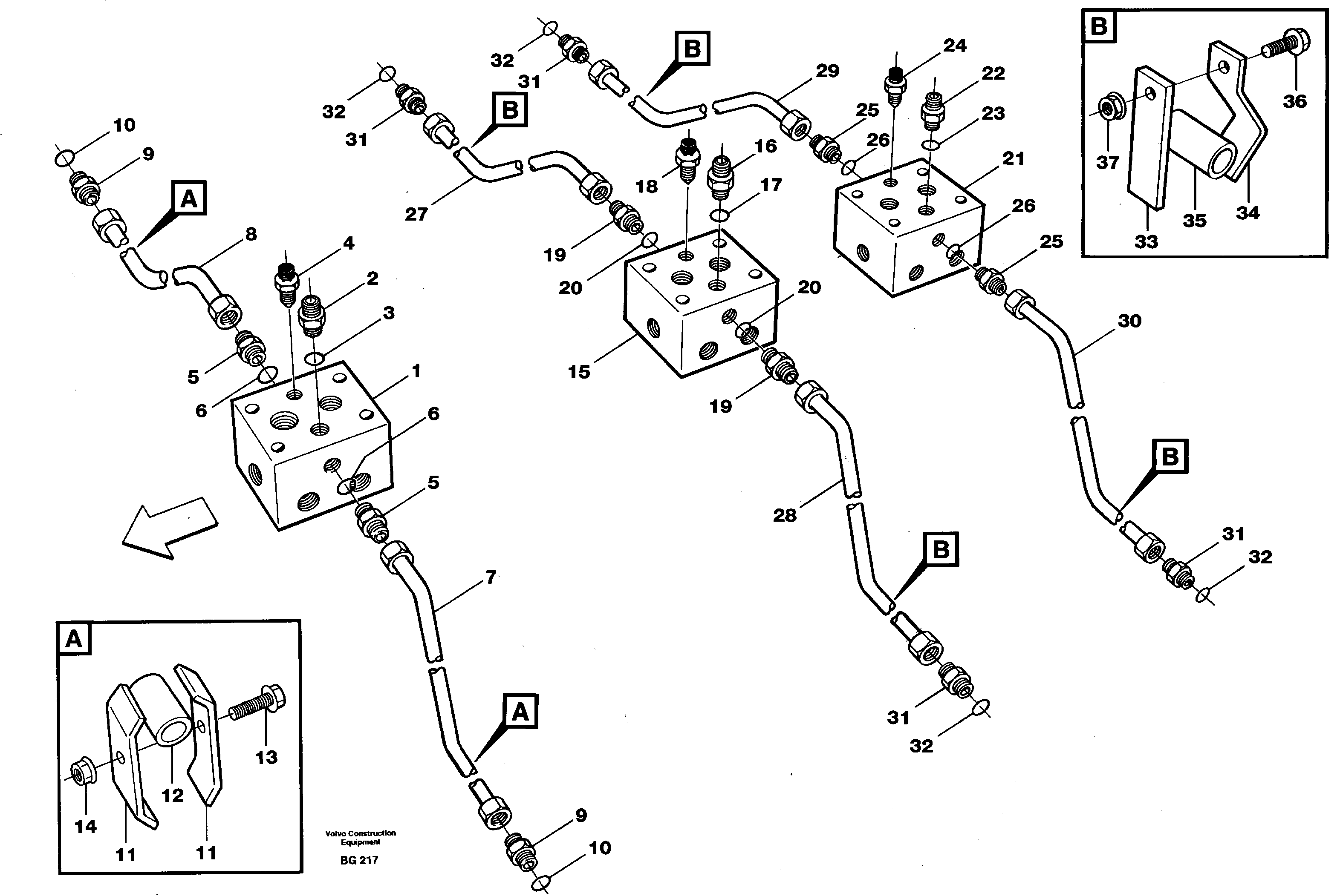 Схема запчастей Volvo A40 - 91005 Brake pipe with fitting parts A40 VOLVO BM VOLVO BM A40 SER NO - 1151/- 60026