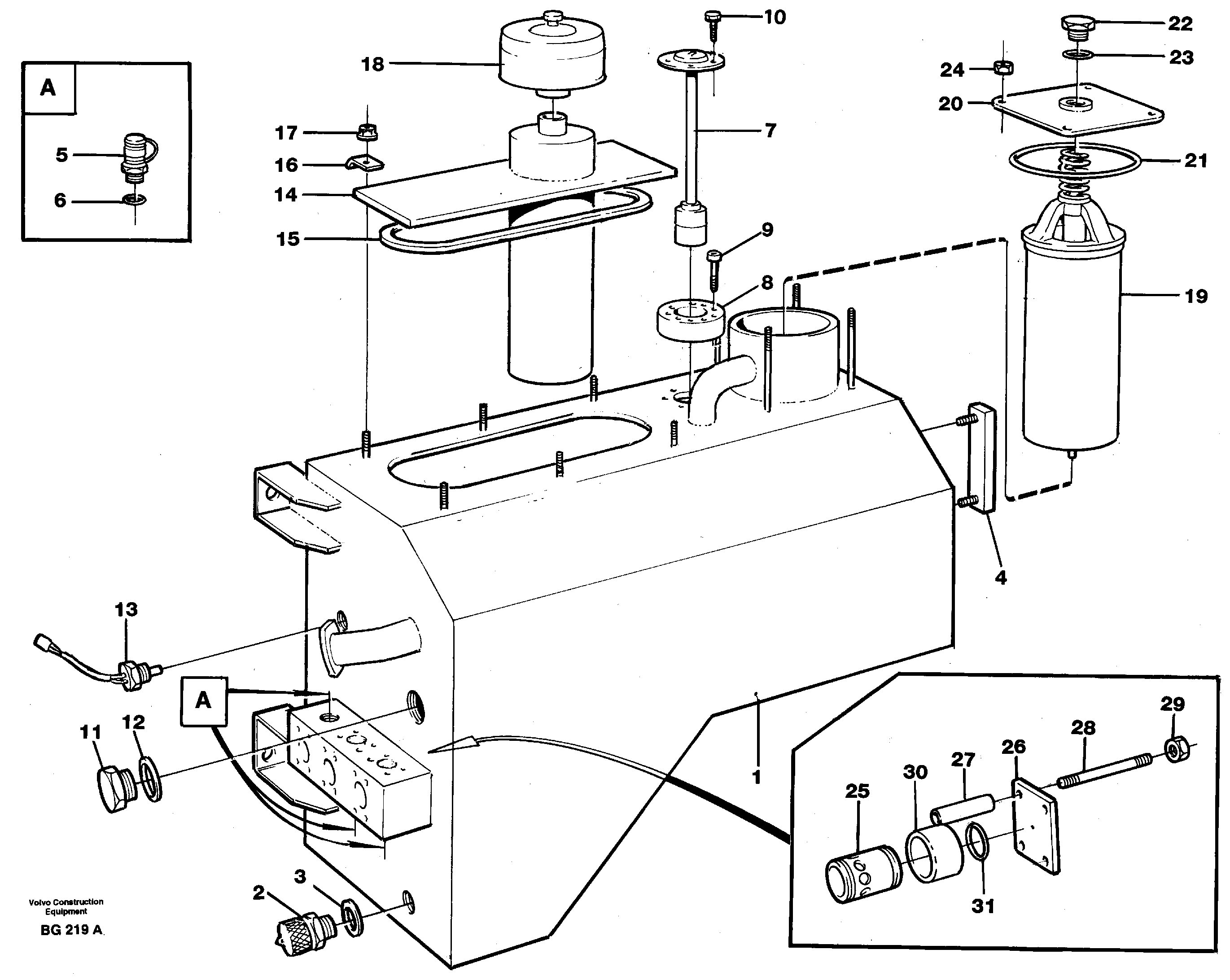 Схема запчастей Volvo A40 - 96621 Масляный бак A40 VOLVO BM VOLVO BM A40 SER NO - 1151/- 60026