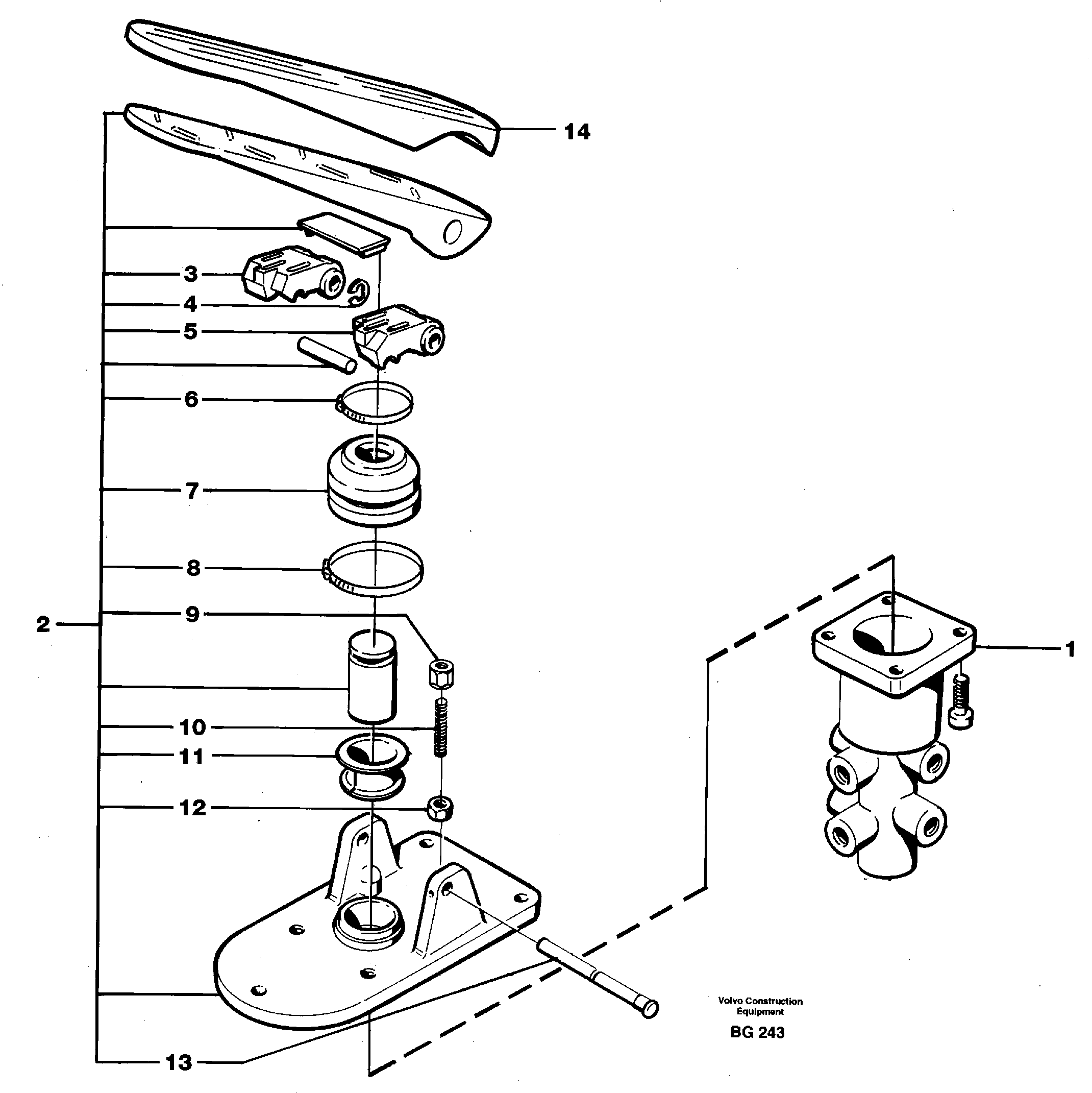 Схема запчастей Volvo A40 - 48812 Footbrake valve A40 VOLVO BM VOLVO BM A40 SER NO - 1151/- 60026