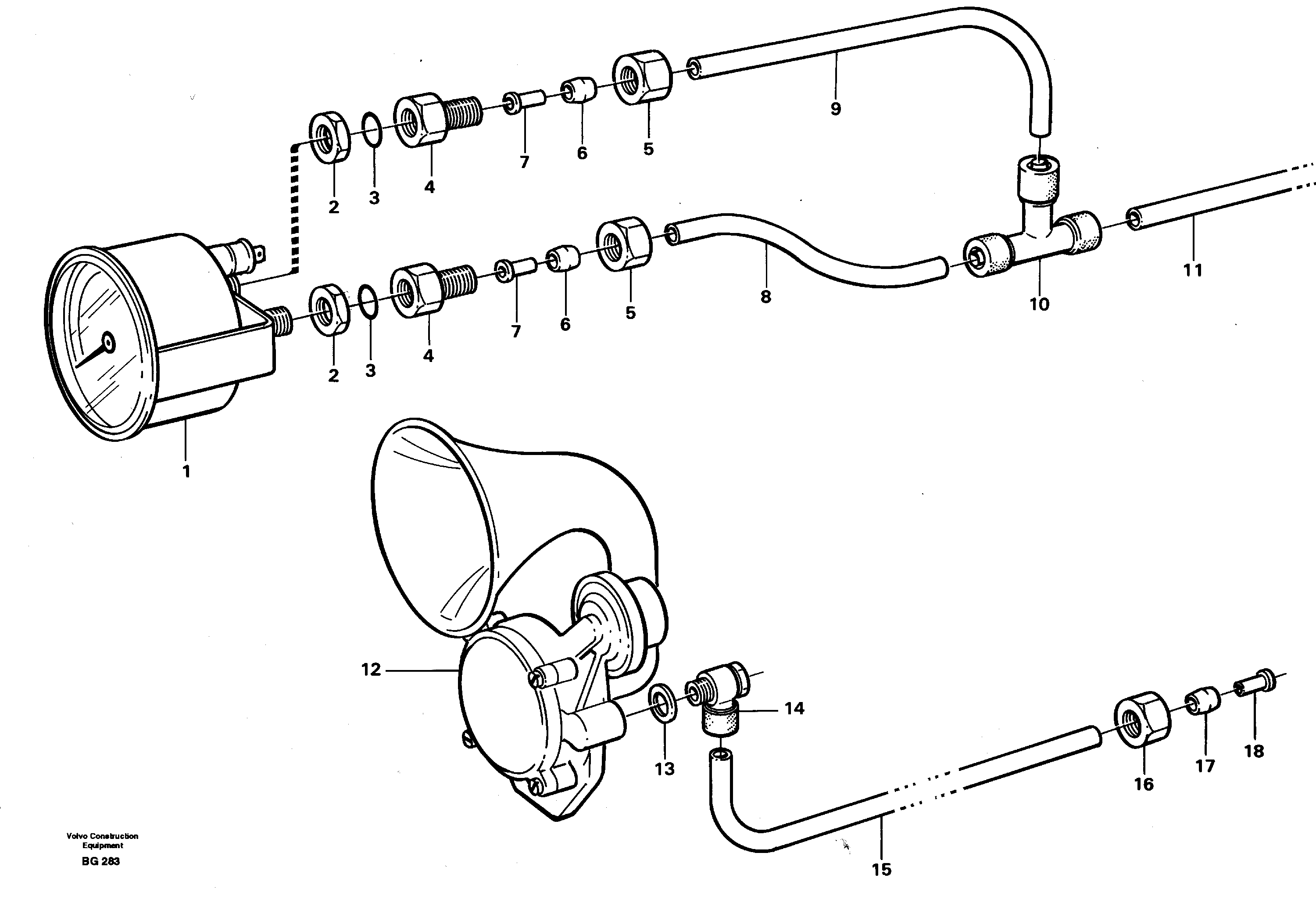 Схема запчастей Volvo A40 - 24195 Pneumatic system, pneumatic pressure gauge and horn A40 VOLVO BM VOLVO BM A40 SER NO - 1151/- 60026