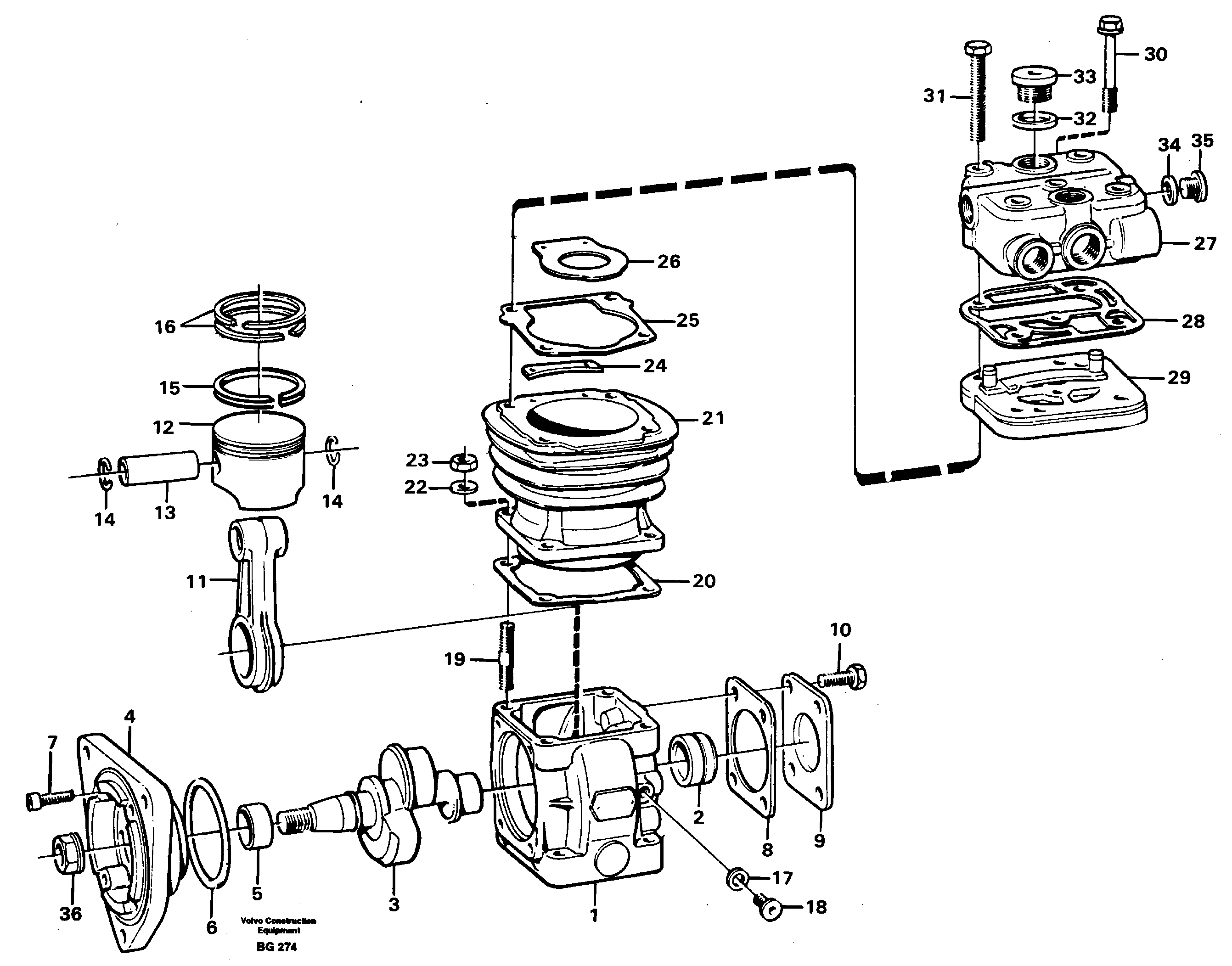 Схема запчастей Volvo A40 - 16872 Air compressor A40 VOLVO BM VOLVO BM A40 SER NO - 1151/- 60026