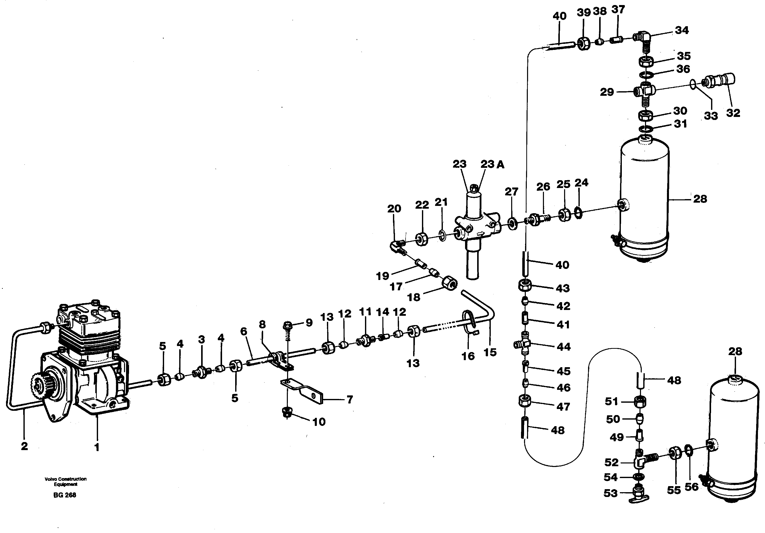 Схема запчастей Volvo A40 - 65785 Feed lines, wet tank and regulator A40 VOLVO BM VOLVO BM A40 SER NO - 1151/- 60026