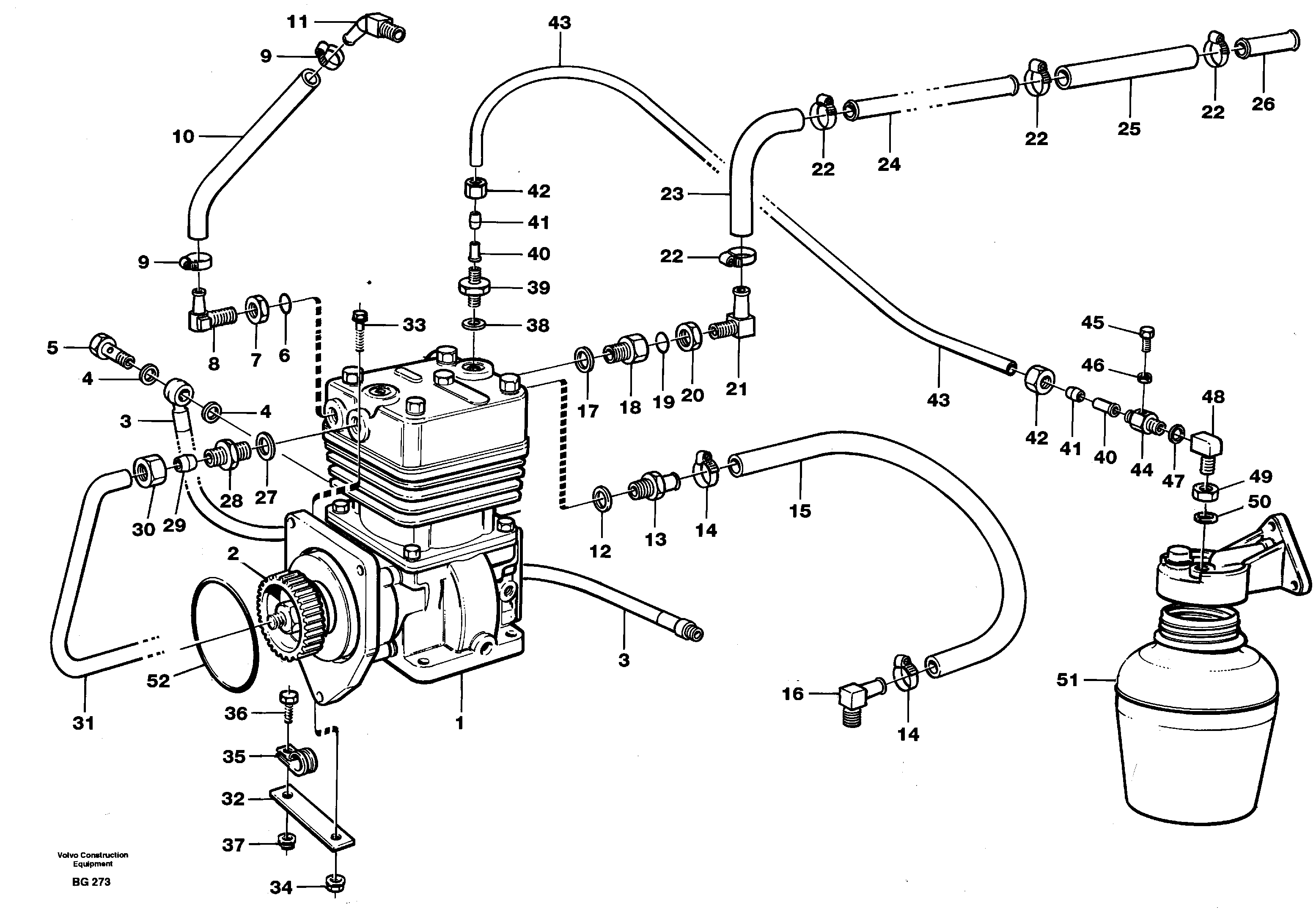 Схема запчастей Volvo A40 - 82789 Air-compressor with fitting parts A40 VOLVO BM VOLVO BM A40 SER NO - 1151/- 60026