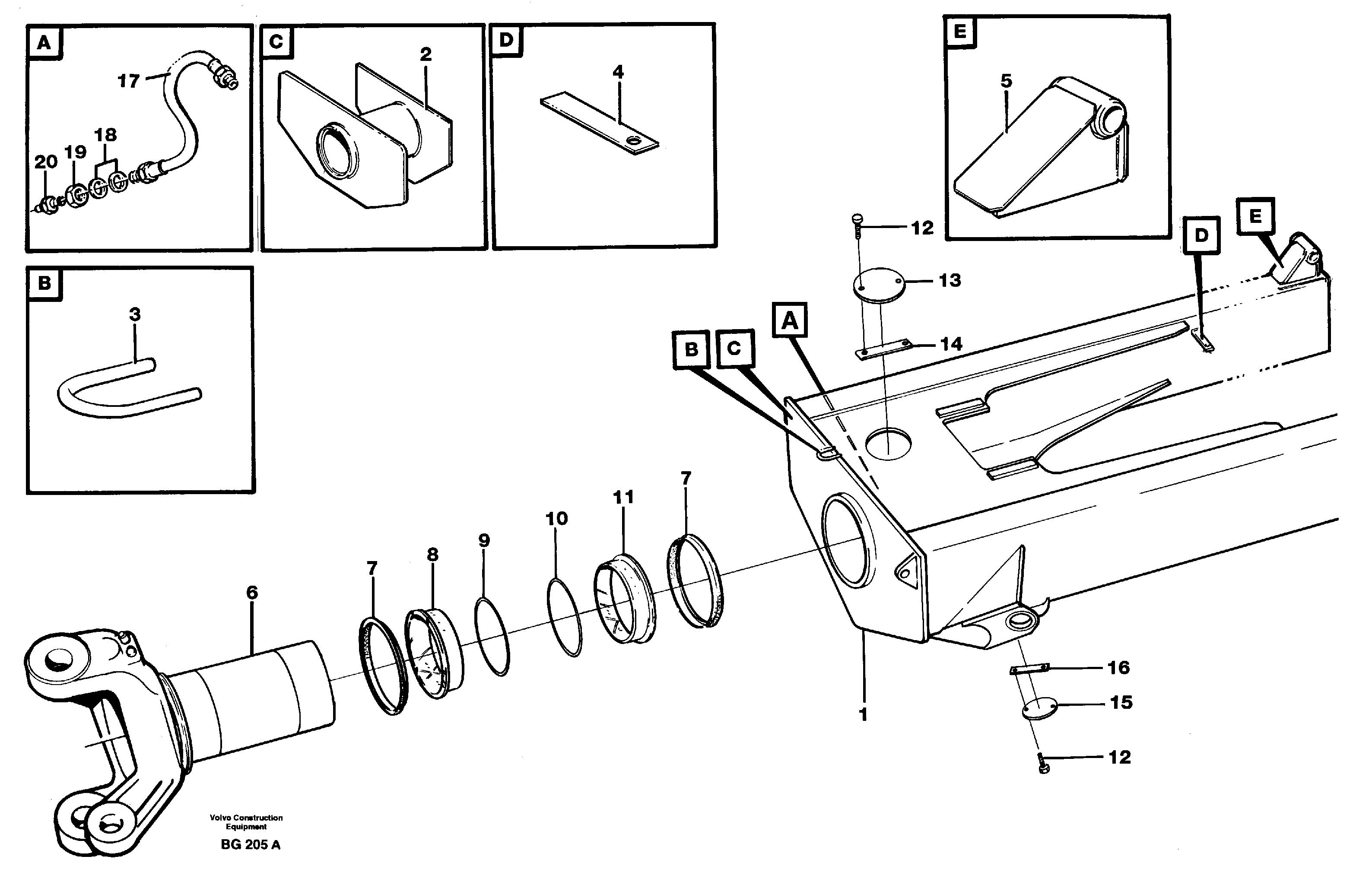Схема запчастей Volvo A40 - 58617 Frame, rear A40 VOLVO BM VOLVO BM A40 SER NO - 1151/- 60026