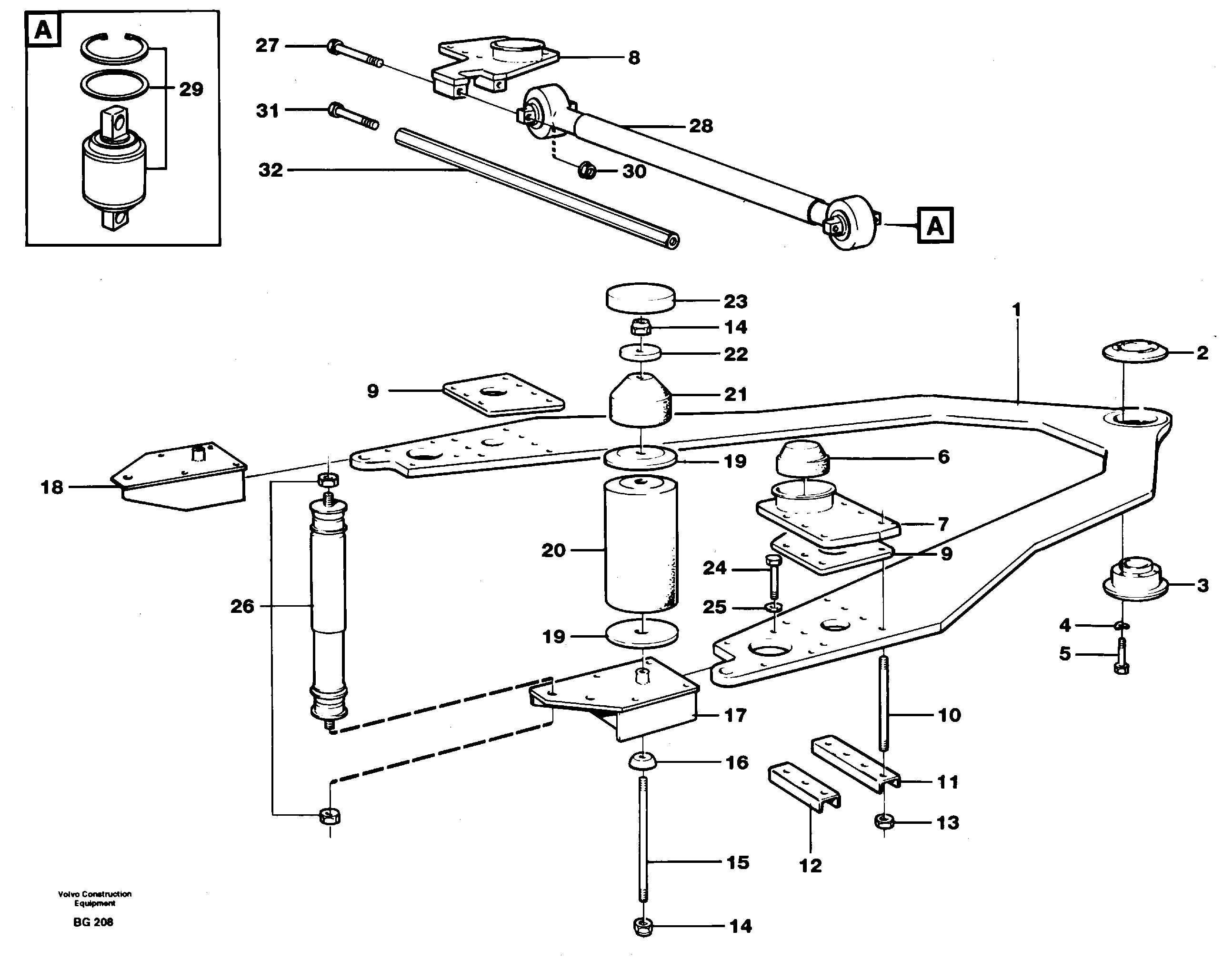 Схема запчастей Volvo A40 - 19866 Front axle suspension A40 VOLVO BM VOLVO BM A40 SER NO - 1151/- 60026