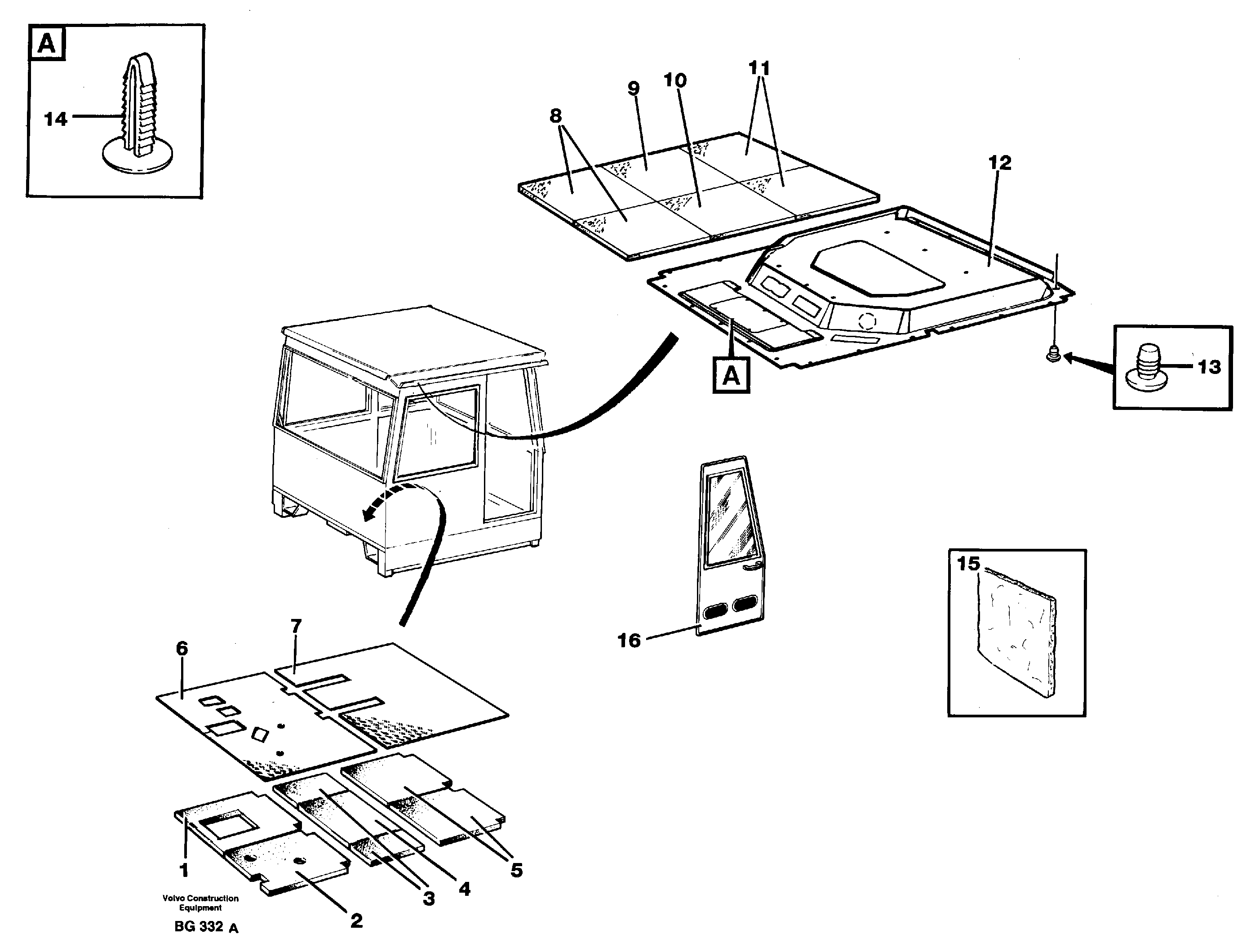 Схема запчастей Volvo A40 - 16885 Upholstery and insulation, floor and roof A40 VOLVO BM VOLVO BM A40 SER NO - 1151/- 60026