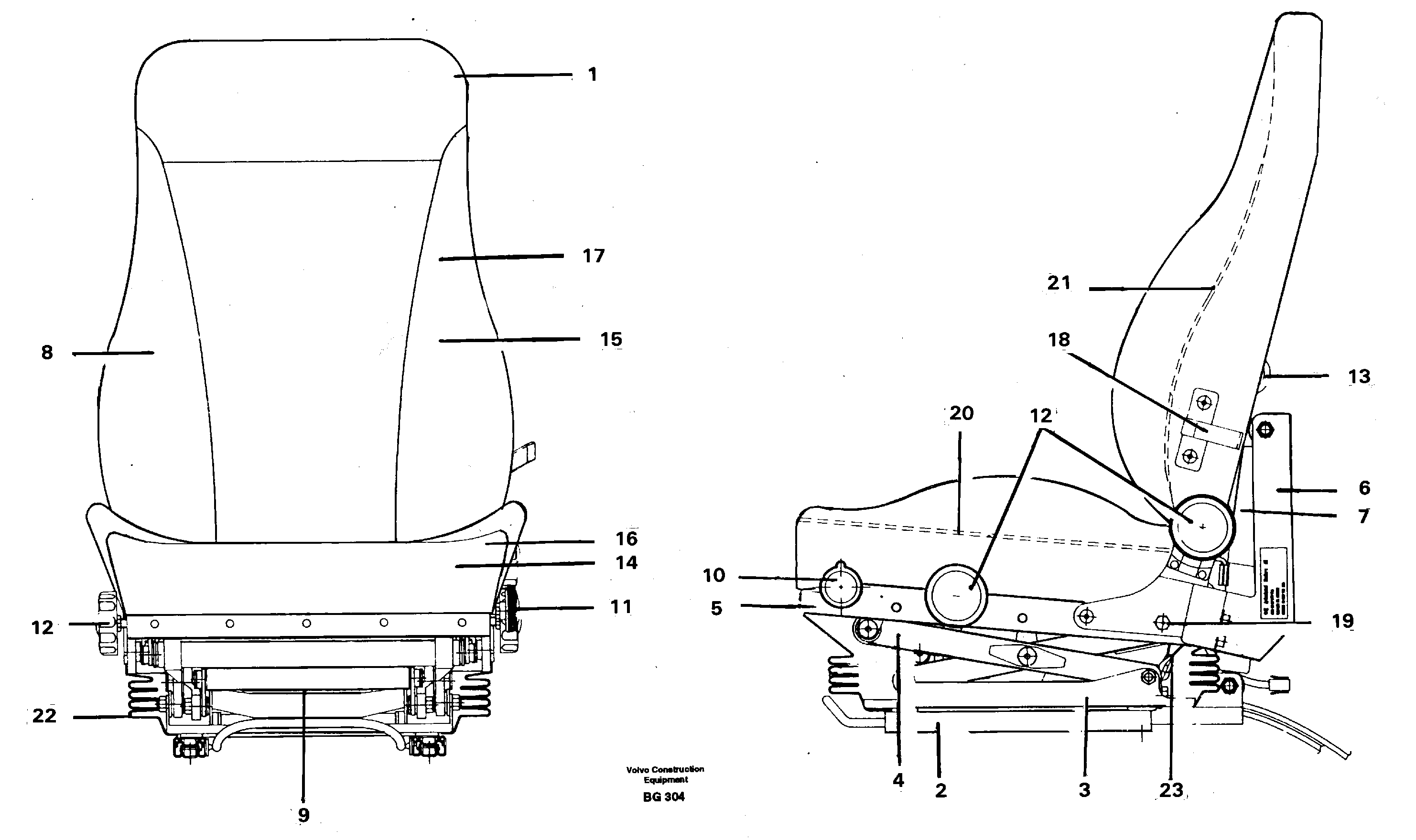 Схема запчастей Volvo A40 - 24212 Operators seat A40 VOLVO BM VOLVO BM A40 SER NO - 1151/- 60026