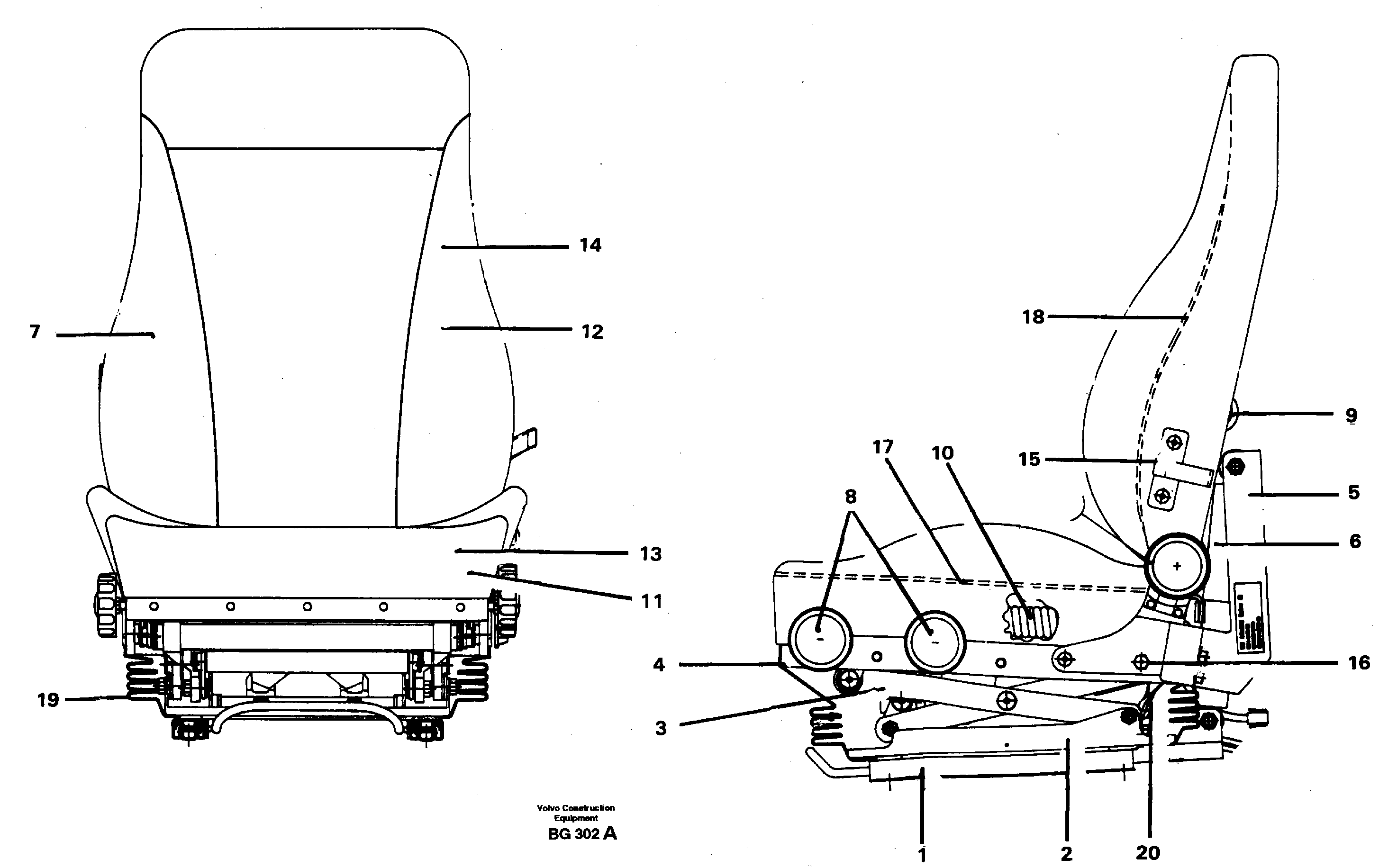 Схема запчастей Volvo A40 - 38291 Operators seat A40 VOLVO BM VOLVO BM A40 SER NO - 1151/- 60026