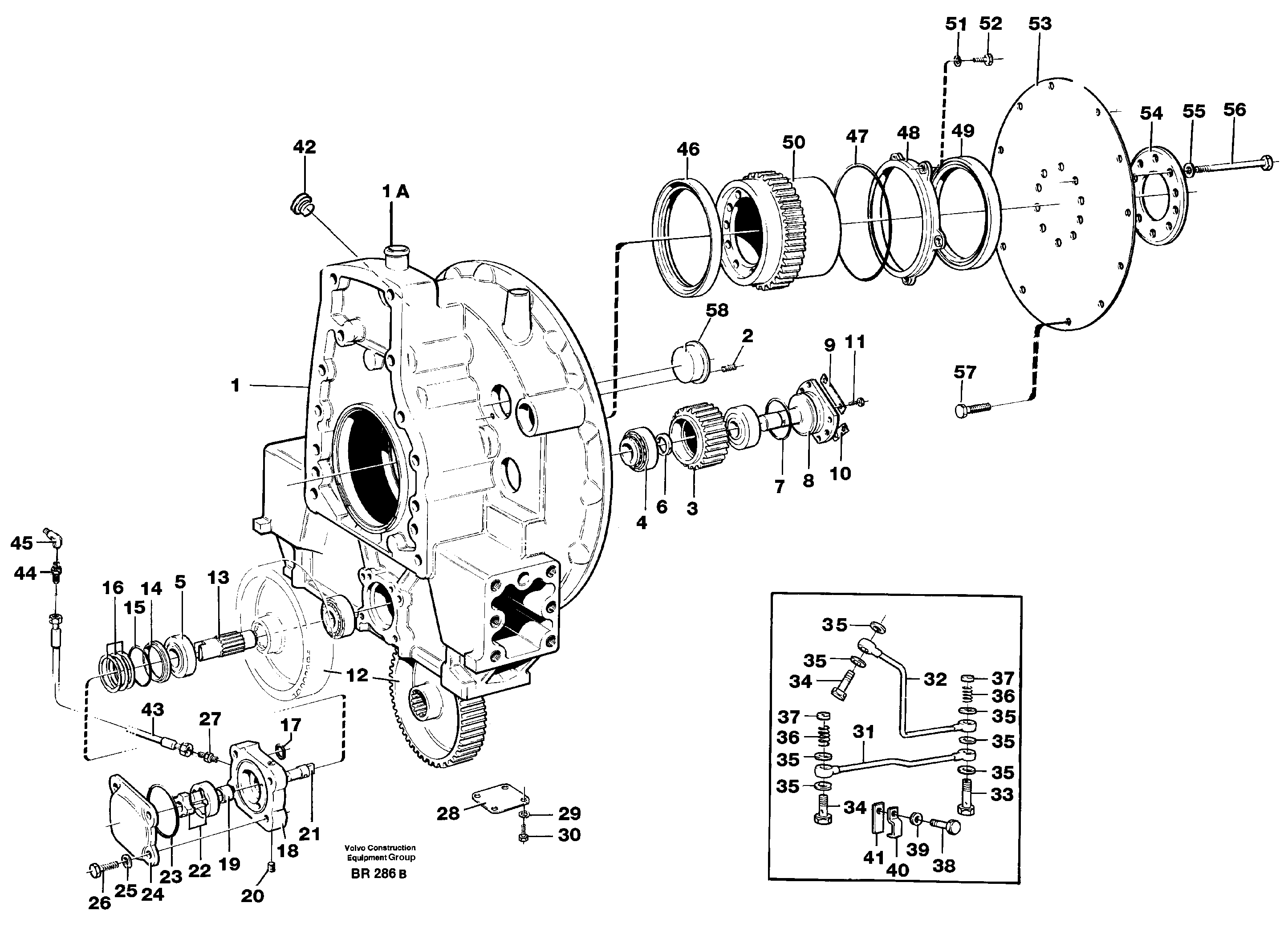 Схема запчастей Volvo A40 - 29643 Pump drive A40 SER NO 1201-, SER NO USA 60101-