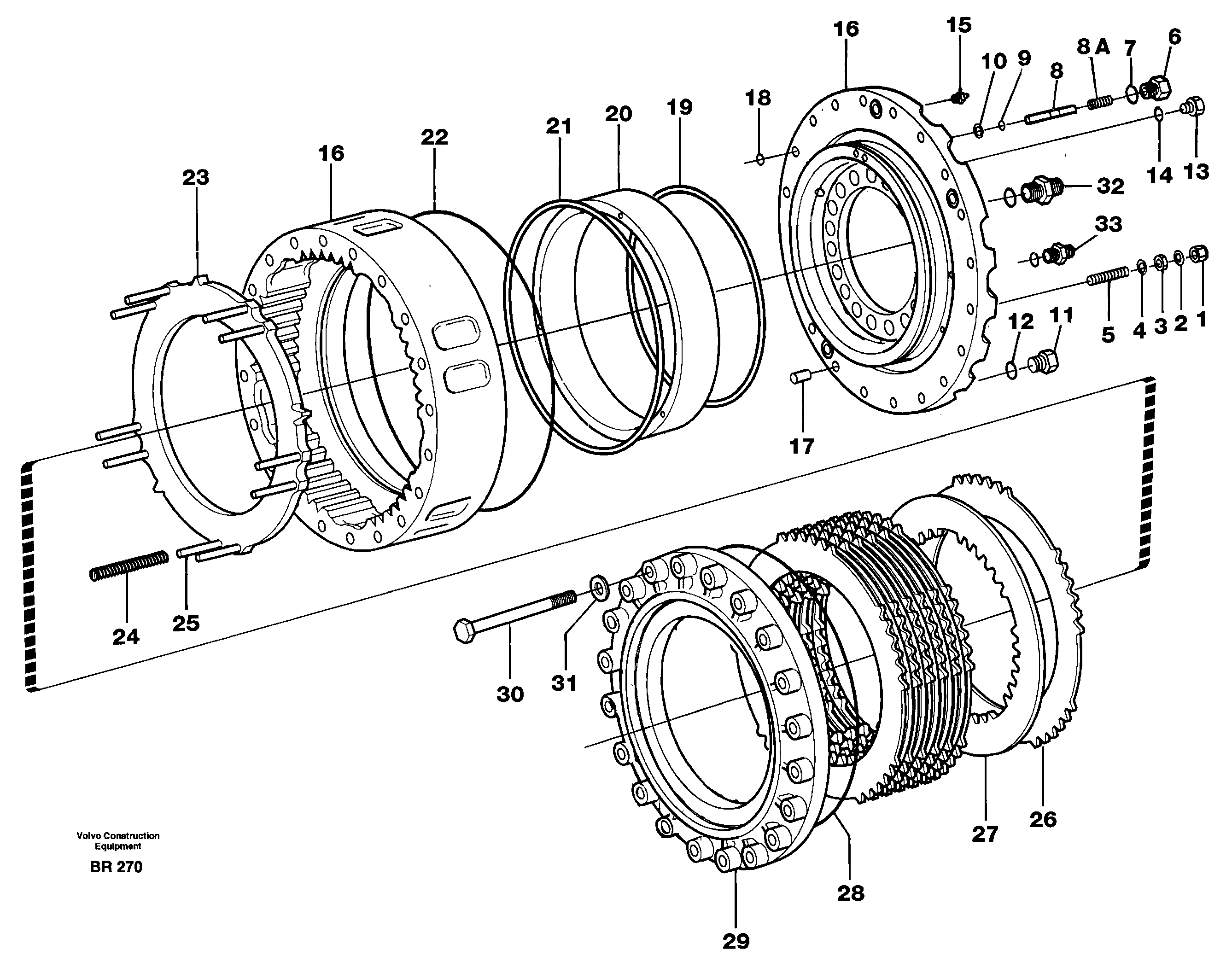 Схема запчастей Volvo A40 - 61956 Rear wheel brake, axle 2 A40 SER NO 1201-, SER NO USA 60101-