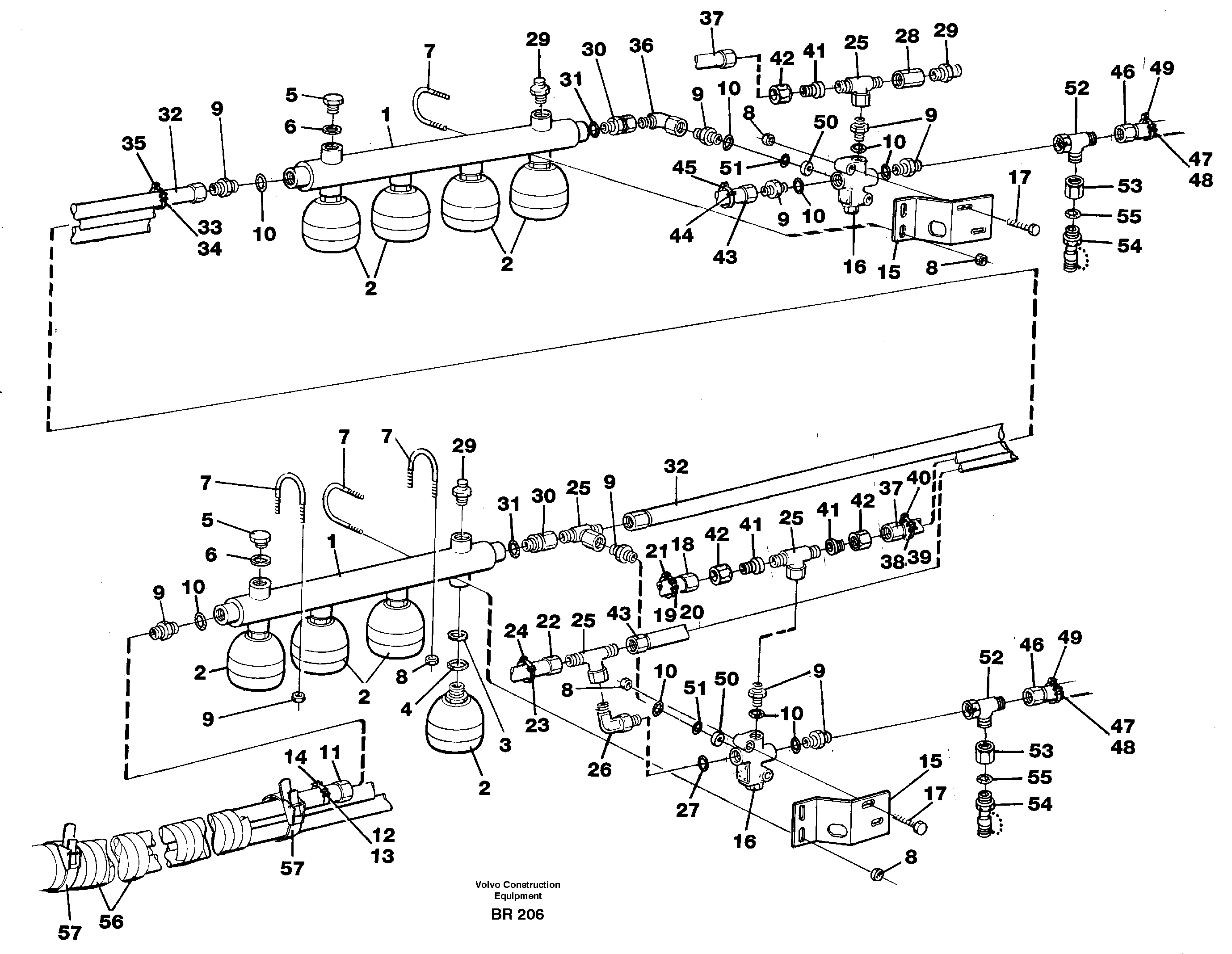Схема запчастей Volvo A40 - 97739 Hydraulic brake system, load unit A40 SER NO 1201-, SER NO USA 60101-