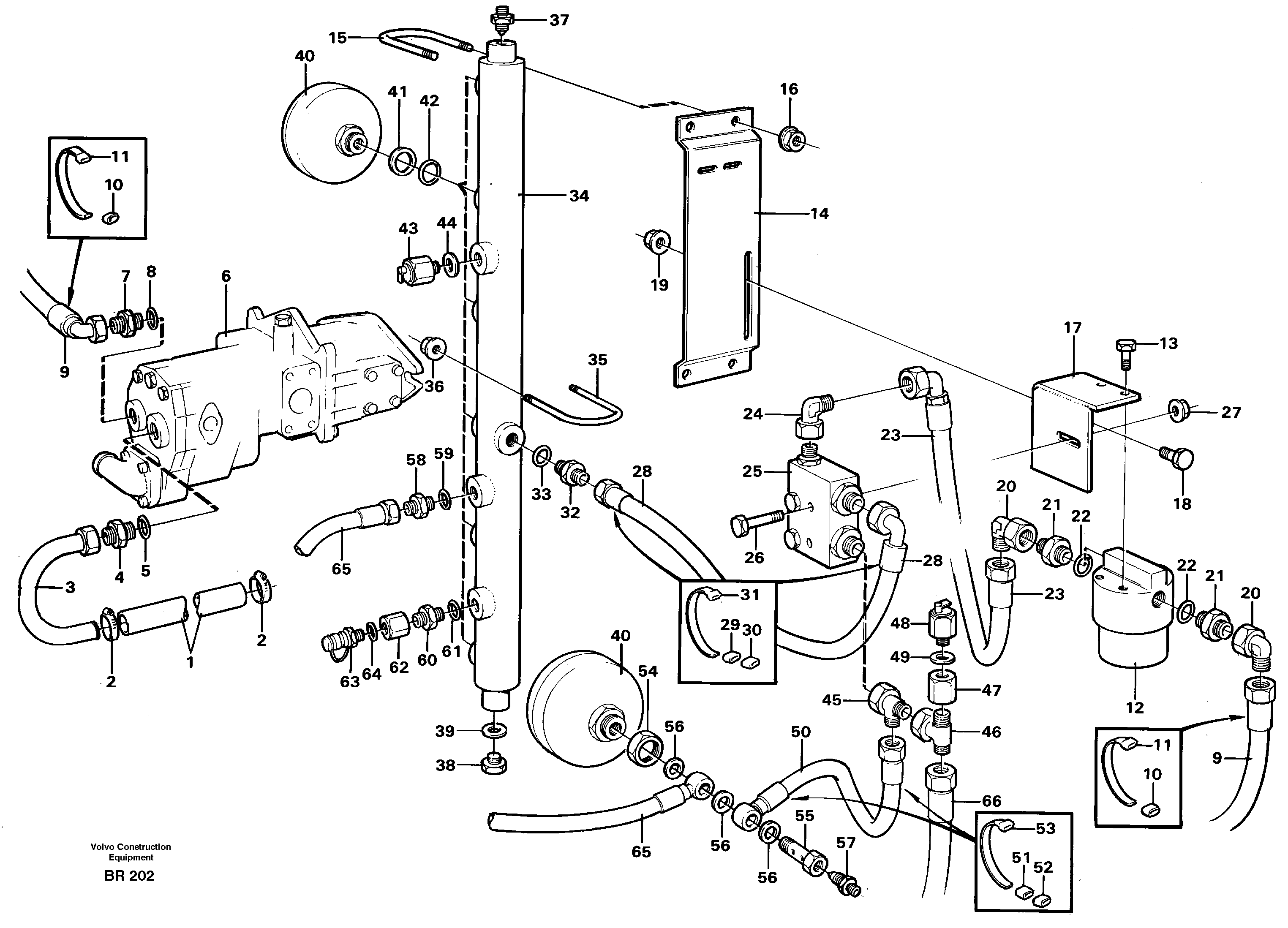 Схема запчастей Volvo A40 - 97834 Hydraulic brake system, motor unit A40 SER NO 1201-, SER NO USA 60101-