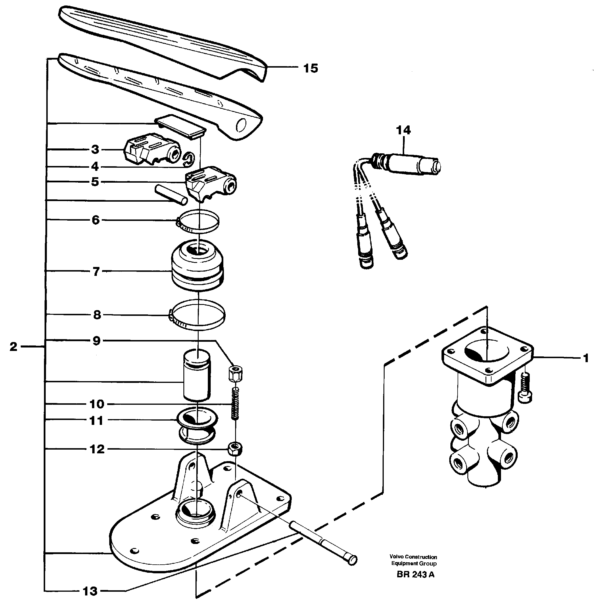 Схема запчастей Volvo A40 - 49855 Footbrake valve A40 SER NO 1201-, SER NO USA 60101-