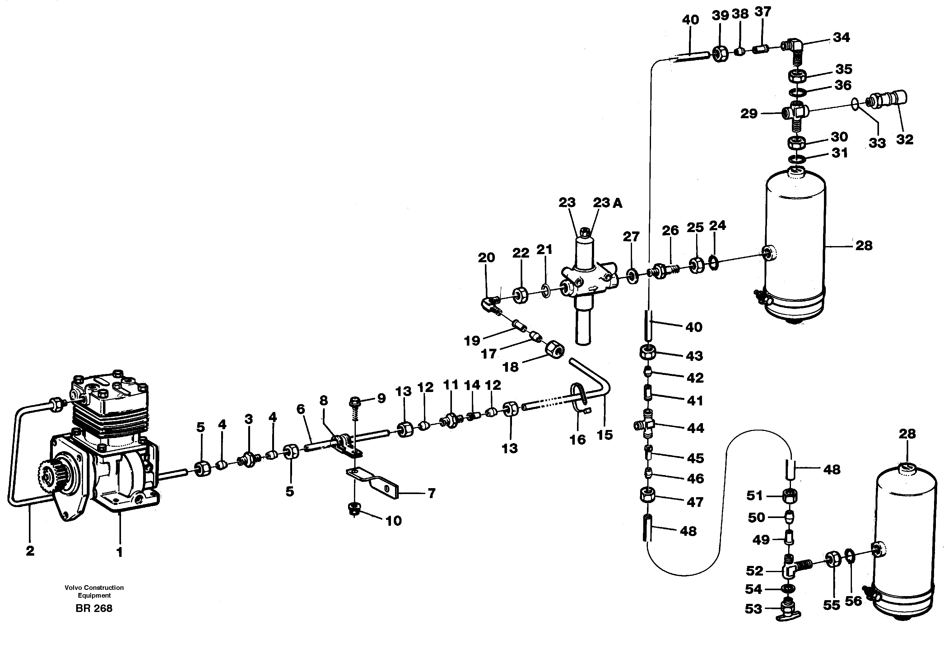 Схема запчастей Volvo A40 - 64309 Feed lines, wet tank and regulator A40 SER NO 1201-, SER NO USA 60101-
