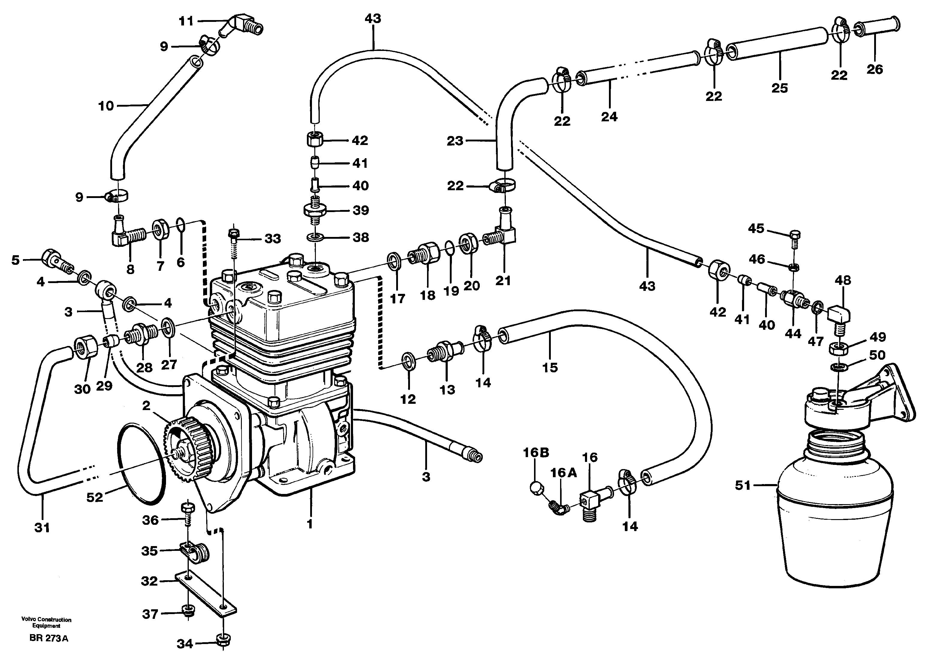 Схема запчастей Volvo A40 - 90624 Air-compressor with fitting parts A40 SER NO 1201-, SER NO USA 60101-