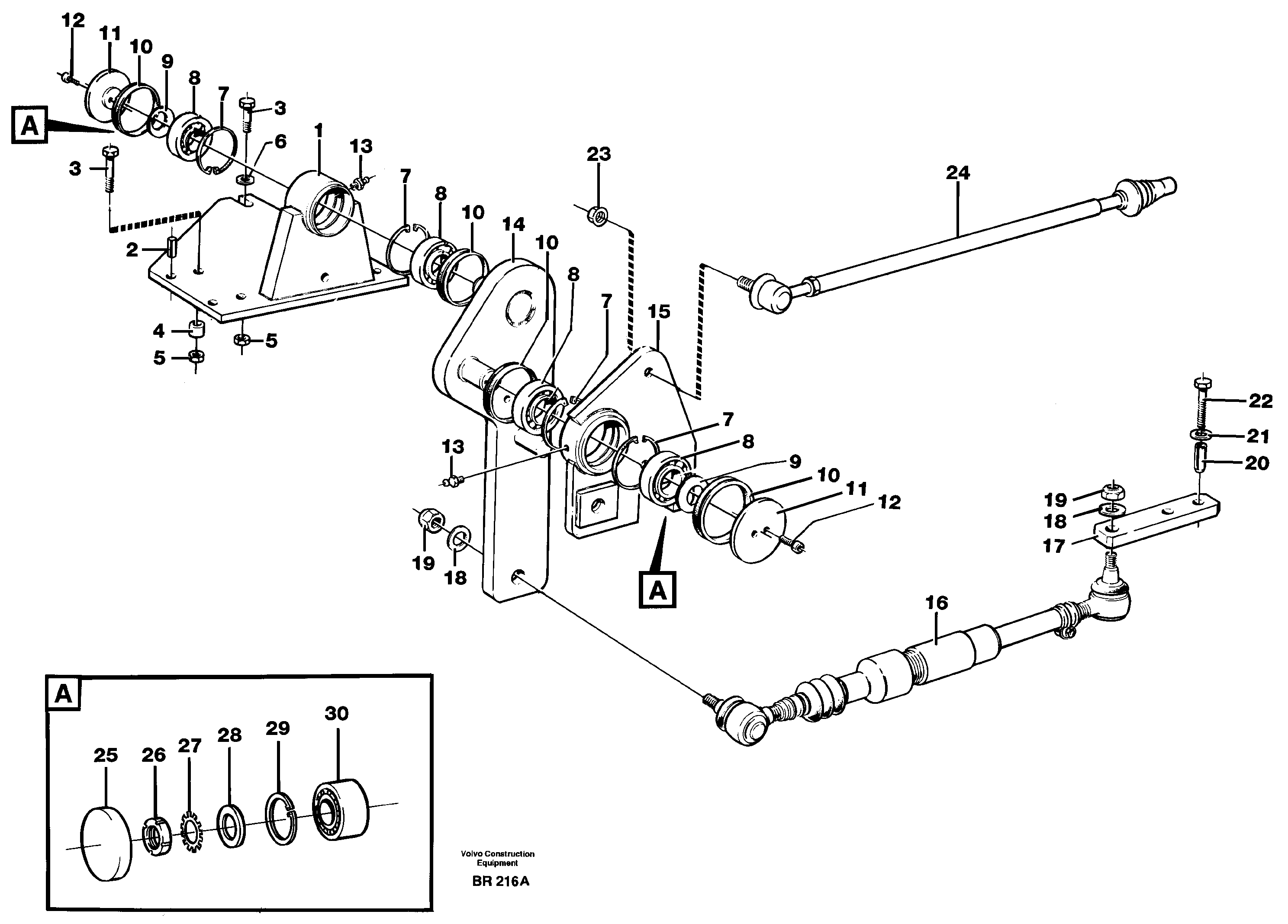 Схема запчастей Volvo A40 - 33572 Steering linkage A40 SER NO 1201-, SER NO USA 60101-