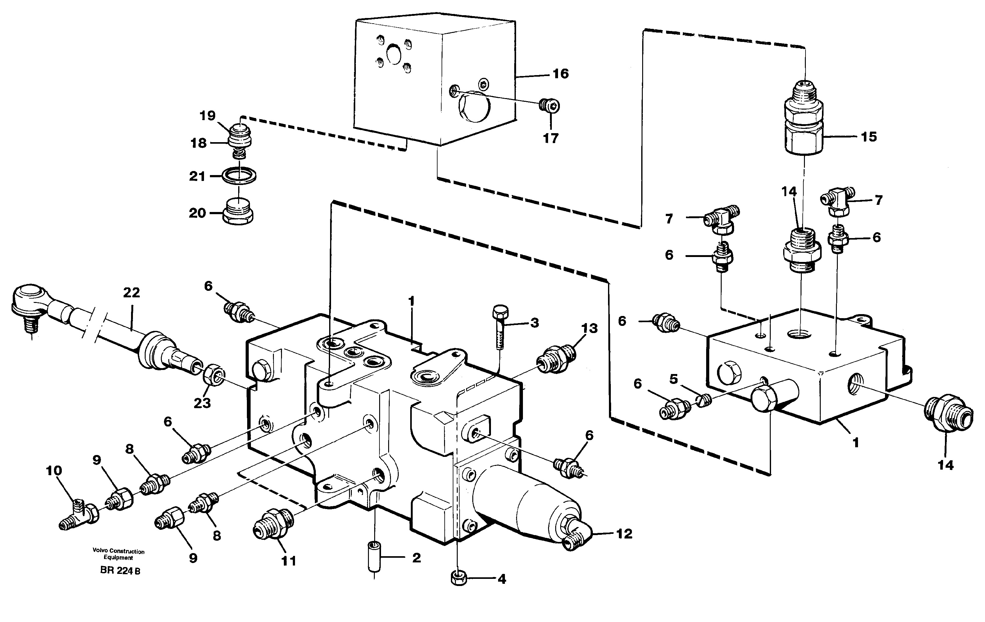 Схема запчастей Volvo A40 - 20495 Control valve with fitting parts A40 SER NO 1201-, SER NO USA 60101-
