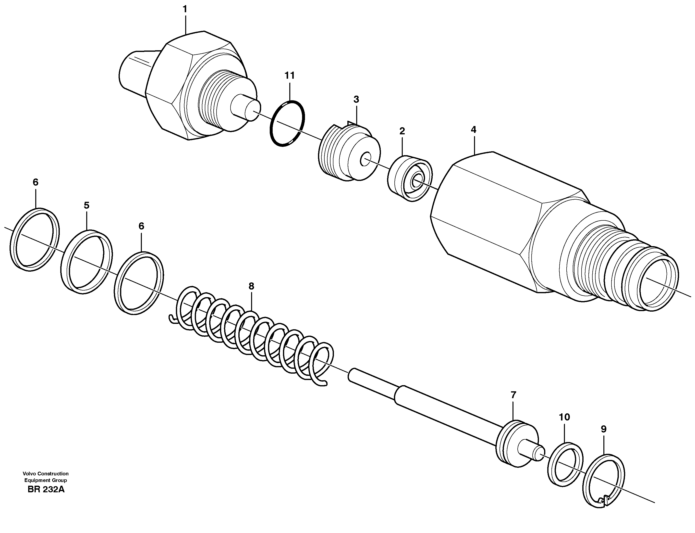 Схема запчастей Volvo A40 - 33573 Pressure sensor A40 SER NO 1201-, SER NO USA 60101-