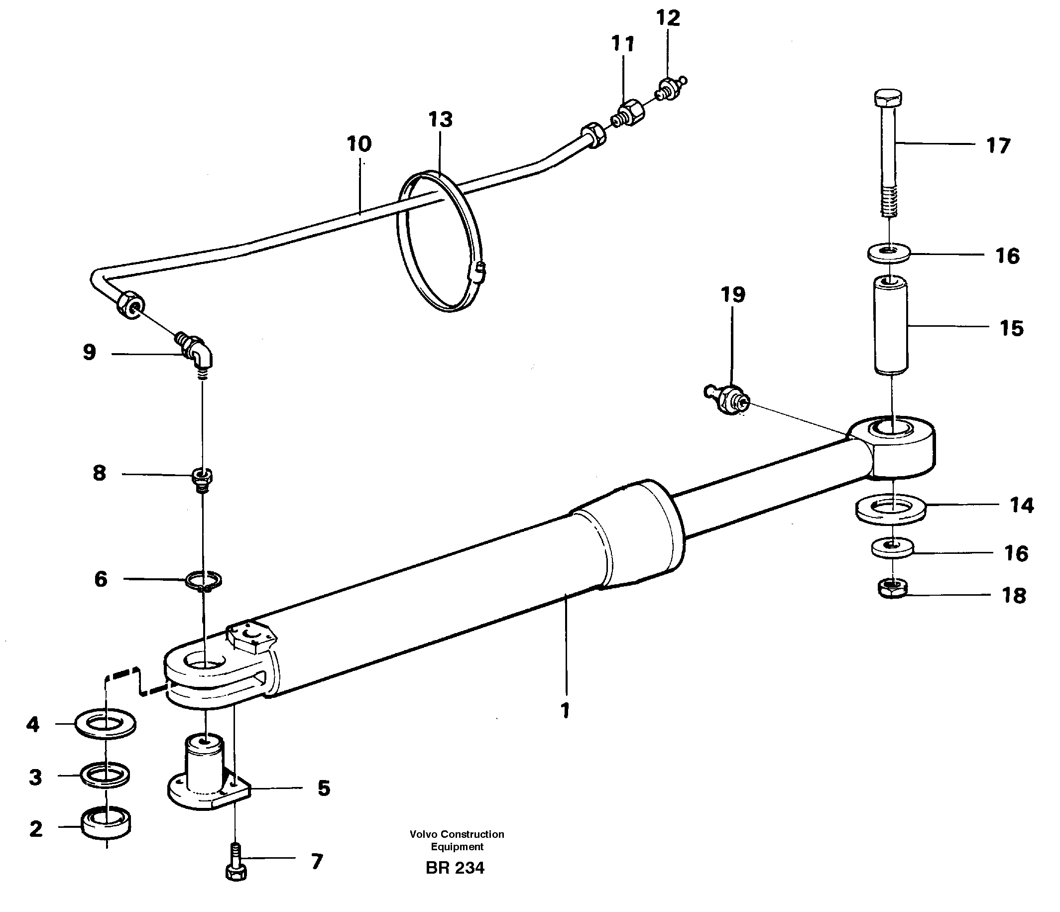 Схема запчастей Volvo A40 - 33580 Hydraulic cylinder with fitting parts A40 SER NO 1201-, SER NO USA 60101-