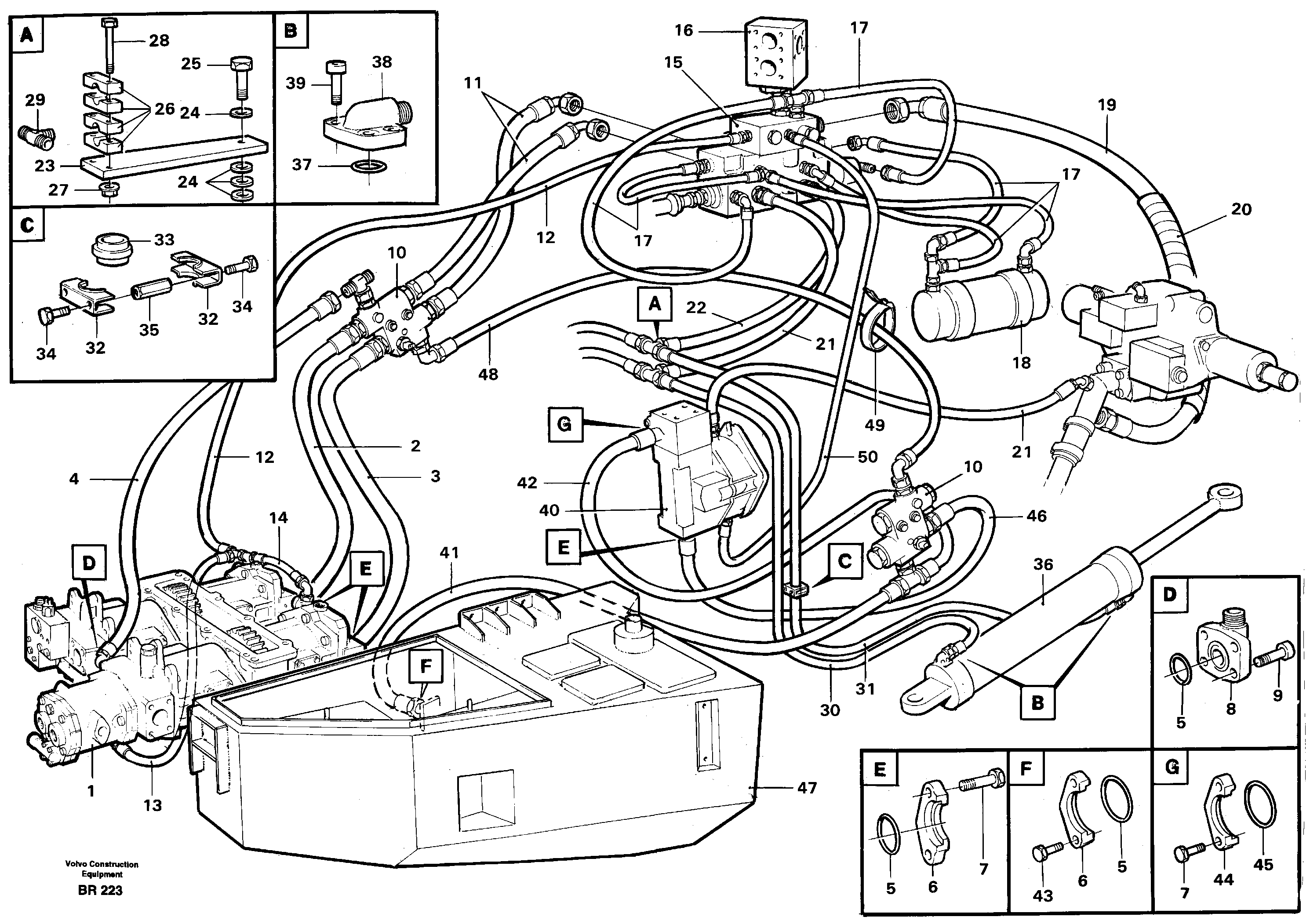 Схема запчастей Volvo A40 - 86821 Steering system, pipes and hoses A40 SER NO 1201-, SER NO USA 60101-