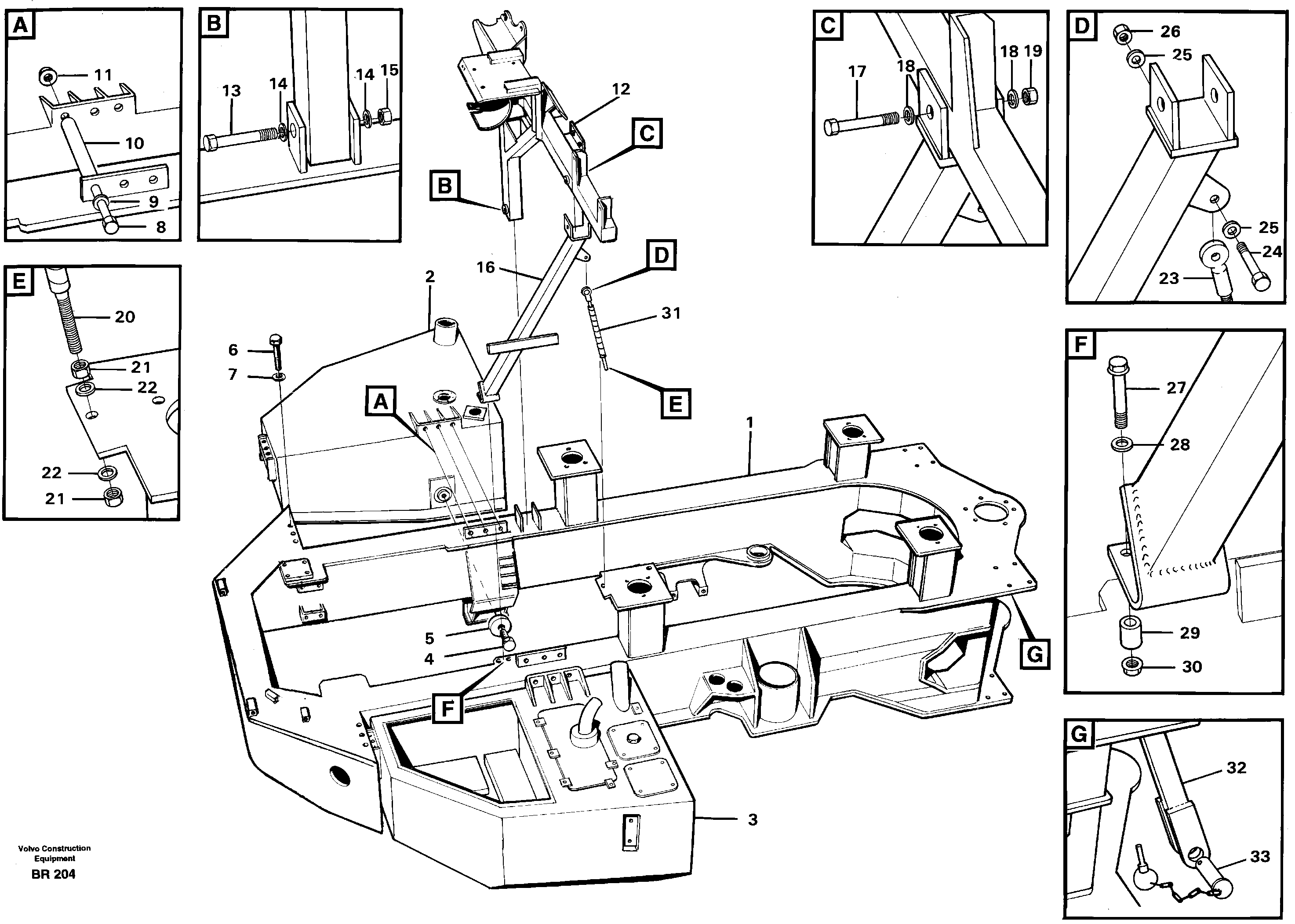 Схема запчастей Volvo A40 - 90450 Frame, front A40 SER NO 1201-, SER NO USA 60101-