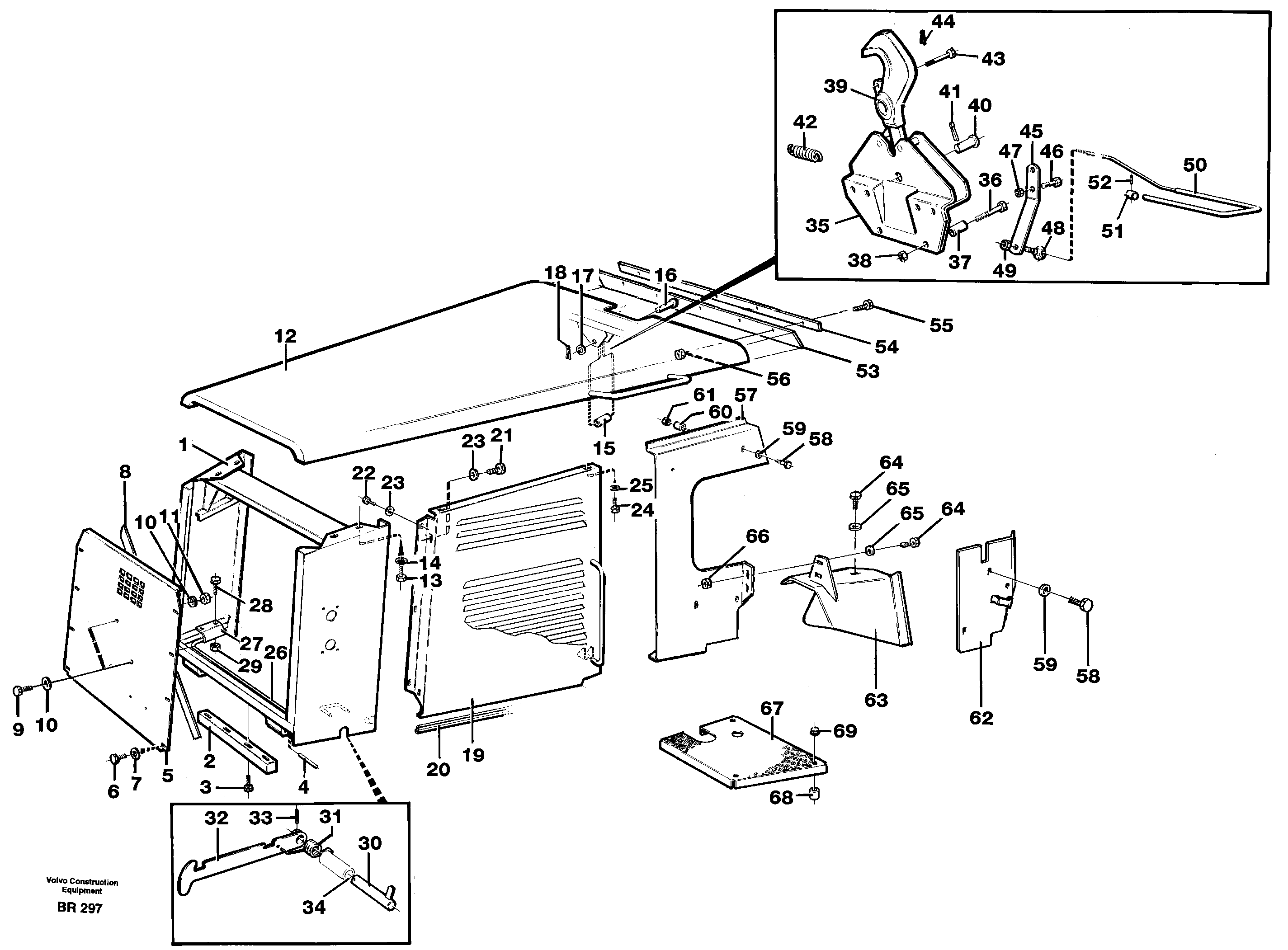 Схема запчастей Volvo A40 - 88431 Engine hood A40 SER NO 1201-, SER NO USA 60101-