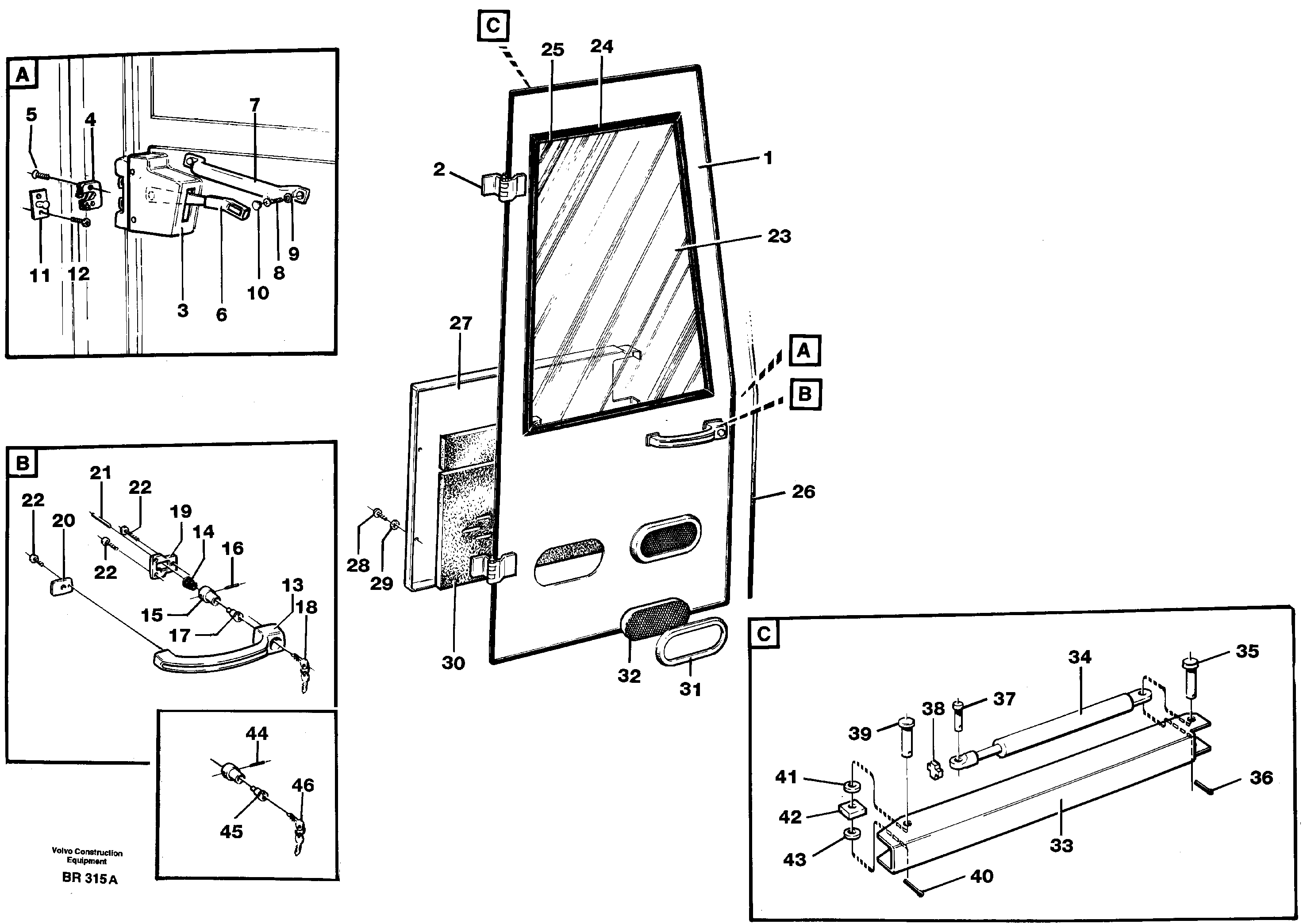 Схема запчастей Volvo A40 - 60912 Door A40 SER NO 1201-, SER NO USA 60101-