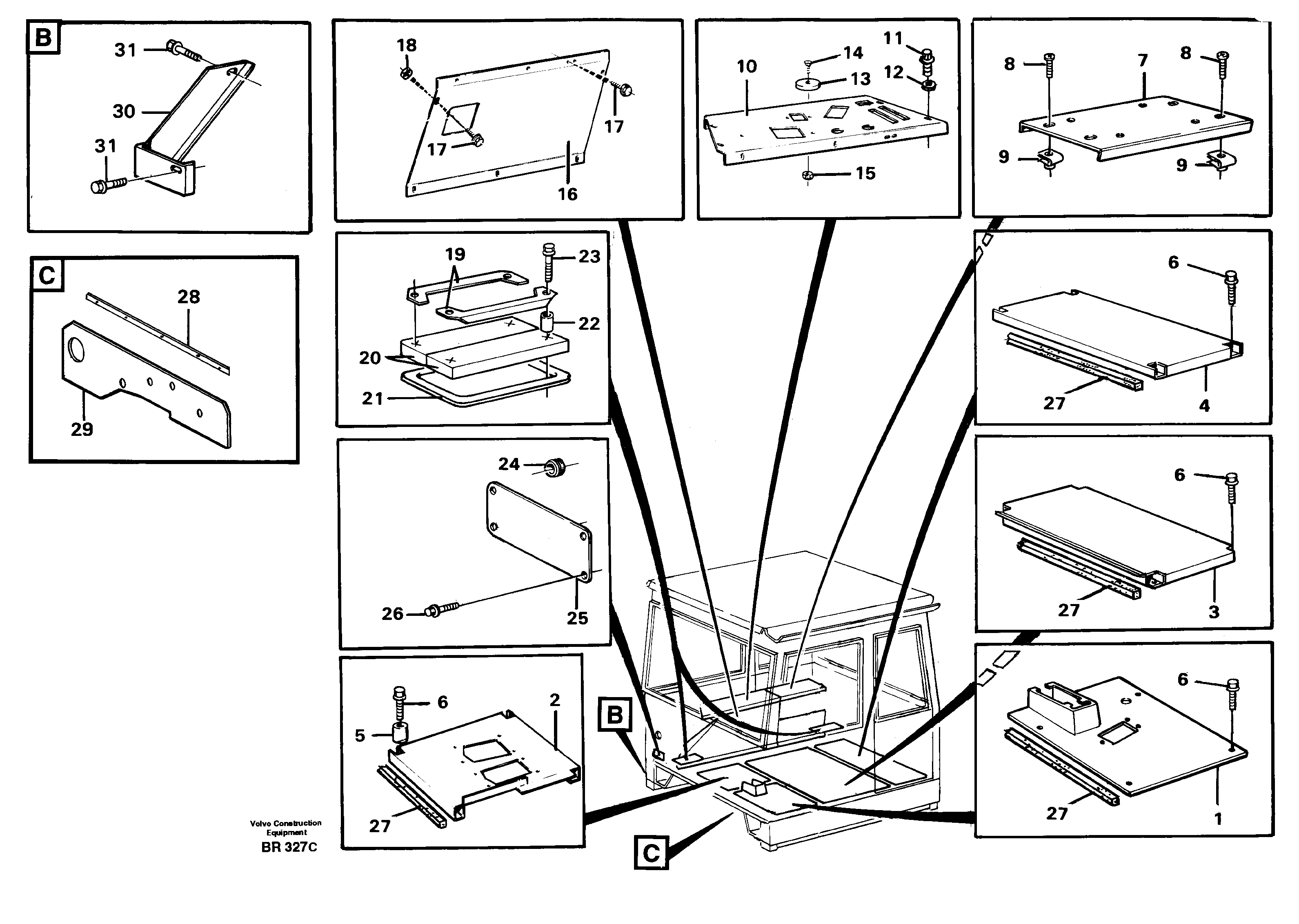 Схема запчастей Volvo A40 - 29650 Floor panels and cover plates A40 SER NO 1201-, SER NO USA 60101-