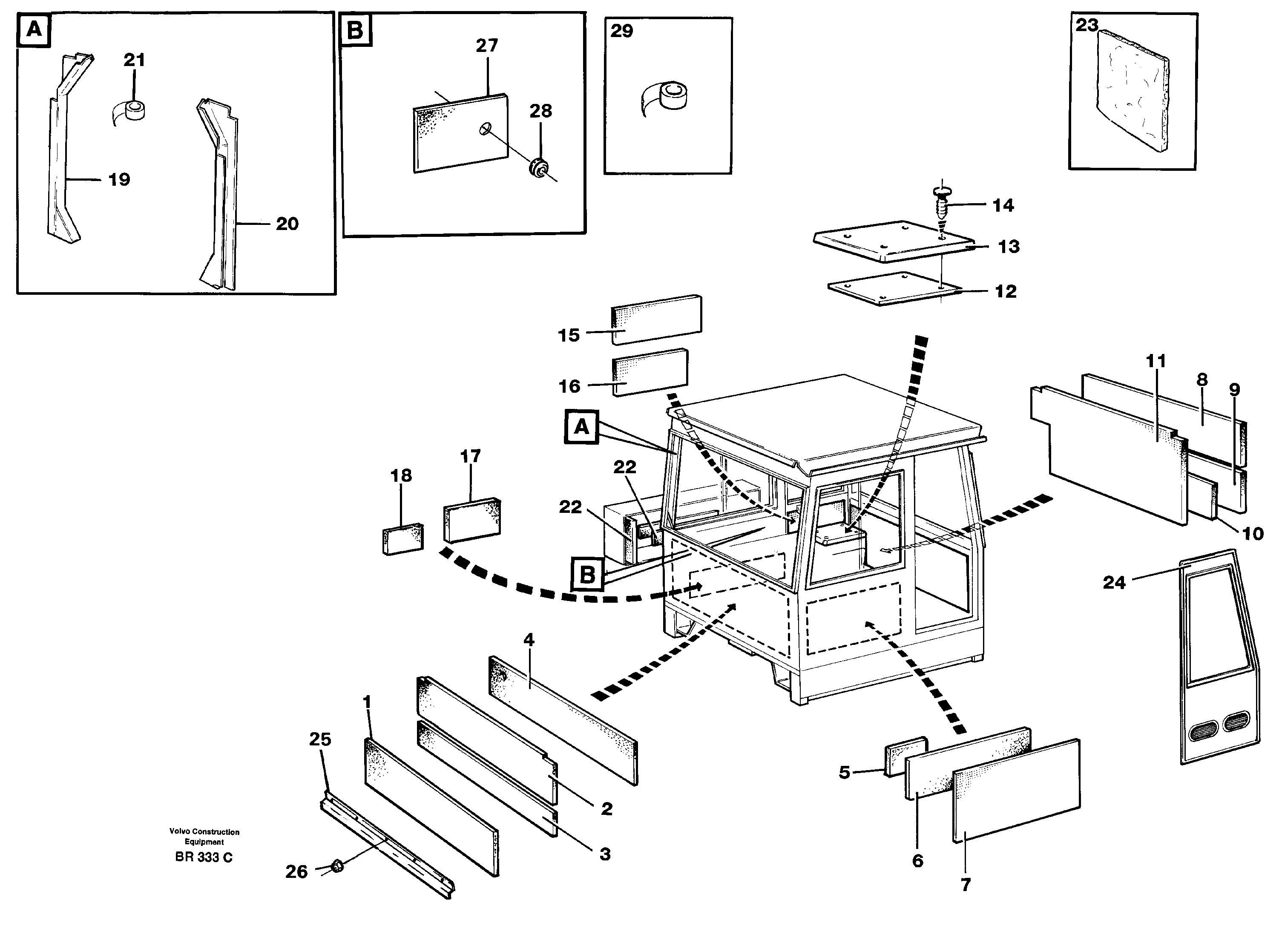 Схема запчастей Volvo A40 - 20691 Upholstery and insulation, cab side and climate unit A40 SER NO 1201-, SER NO USA 60101-