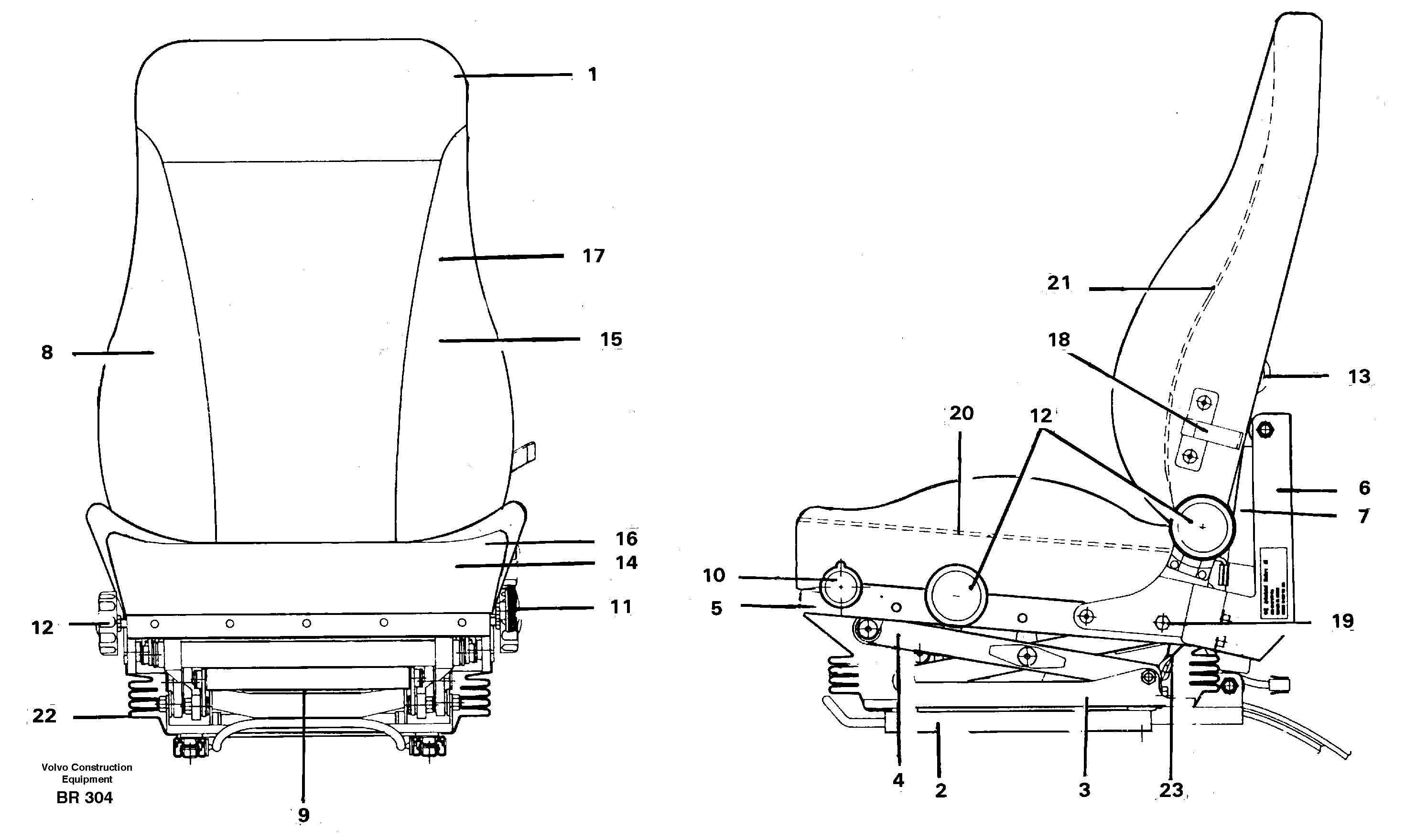 Схема запчастей Volvo A40 - 36365 Operators seat A40 SER NO 1201-, SER NO USA 60101-