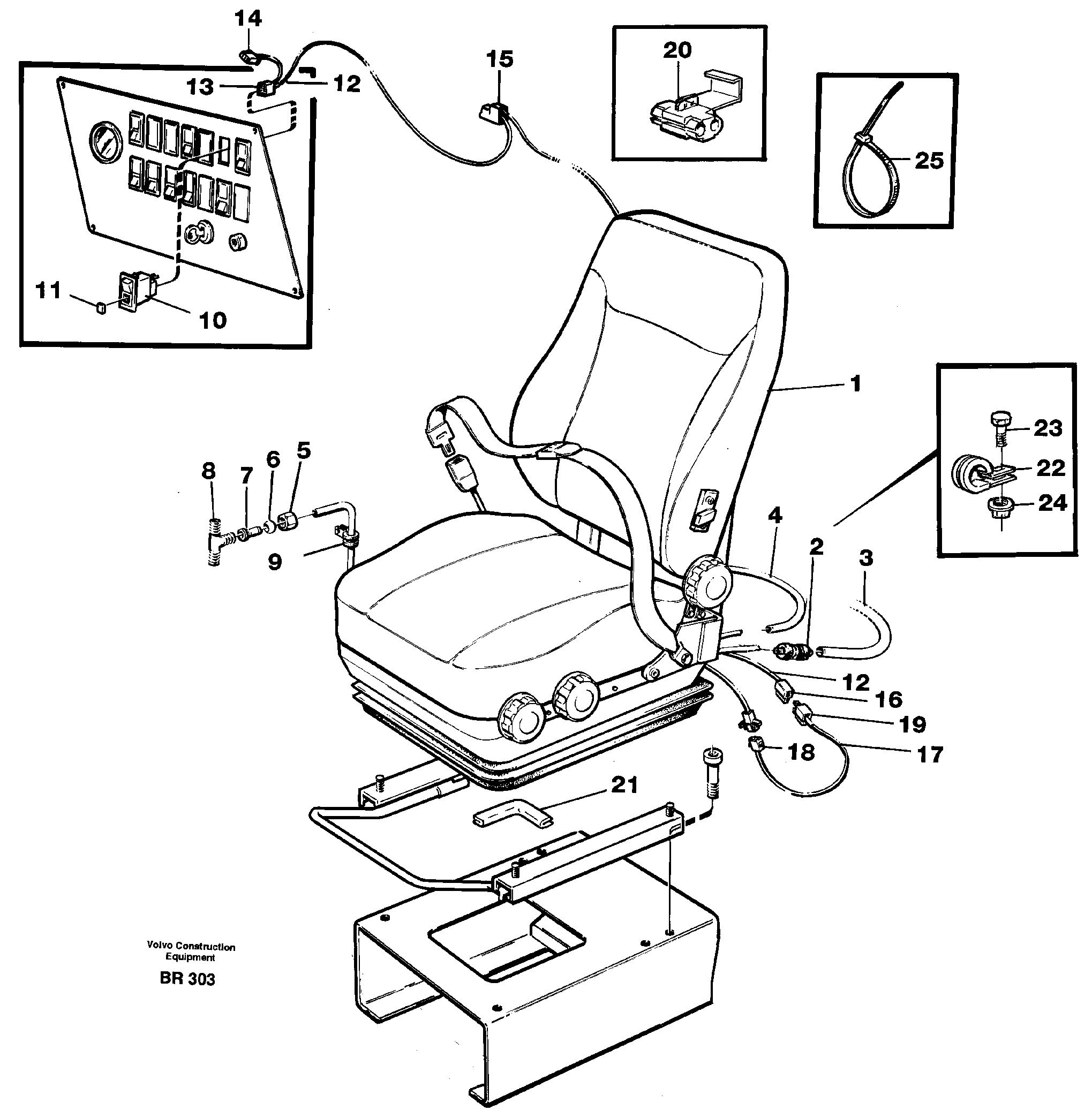 Схема запчастей Volvo A40 - 65925 Operators seat, heated, air suspensioned A40 SER NO 1201-, SER NO USA 60101-