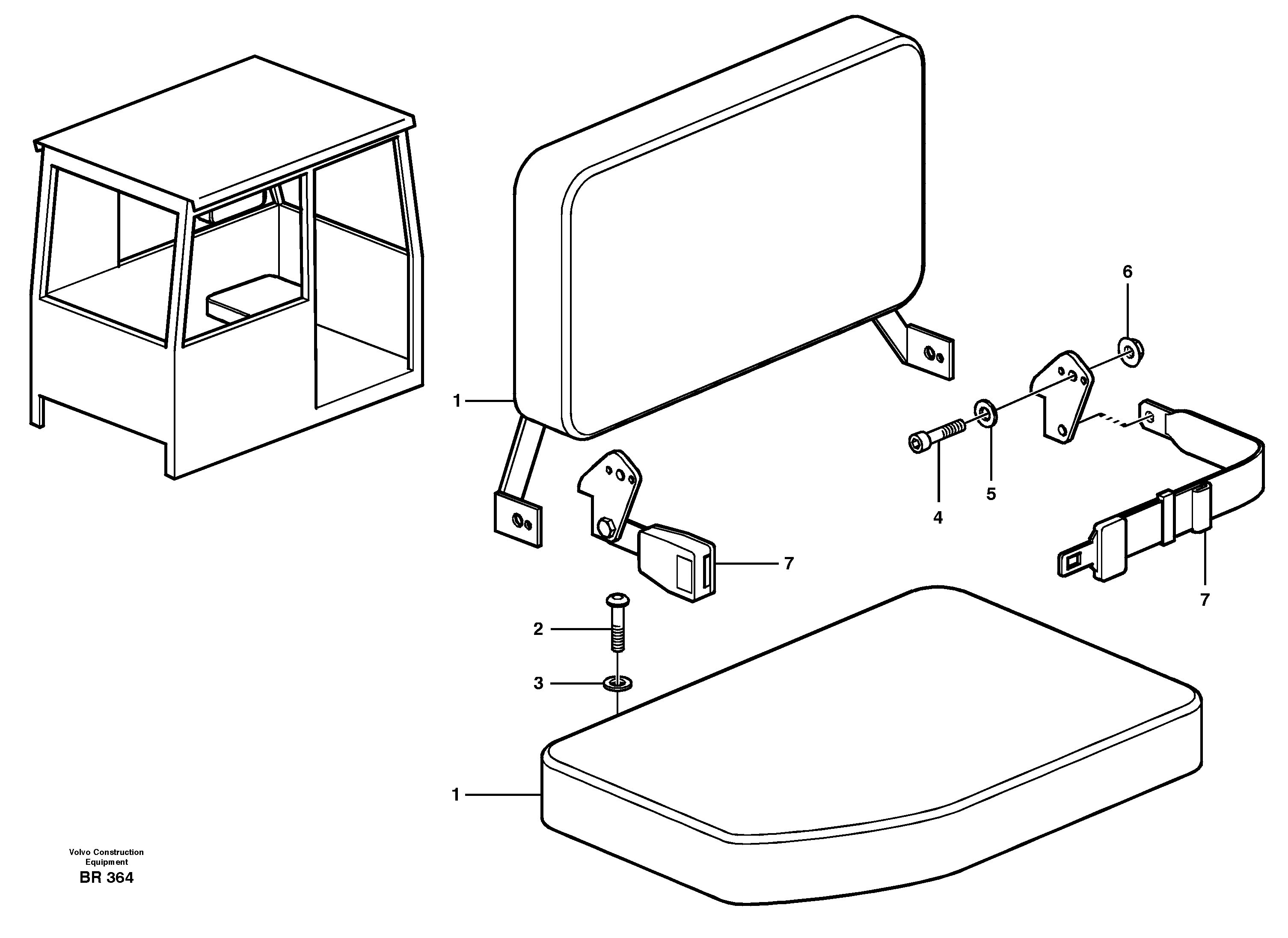 Схема запчастей Volvo A40 - 87141 Instructors seat A40 SER NO 1201-, SER NO USA 60101-