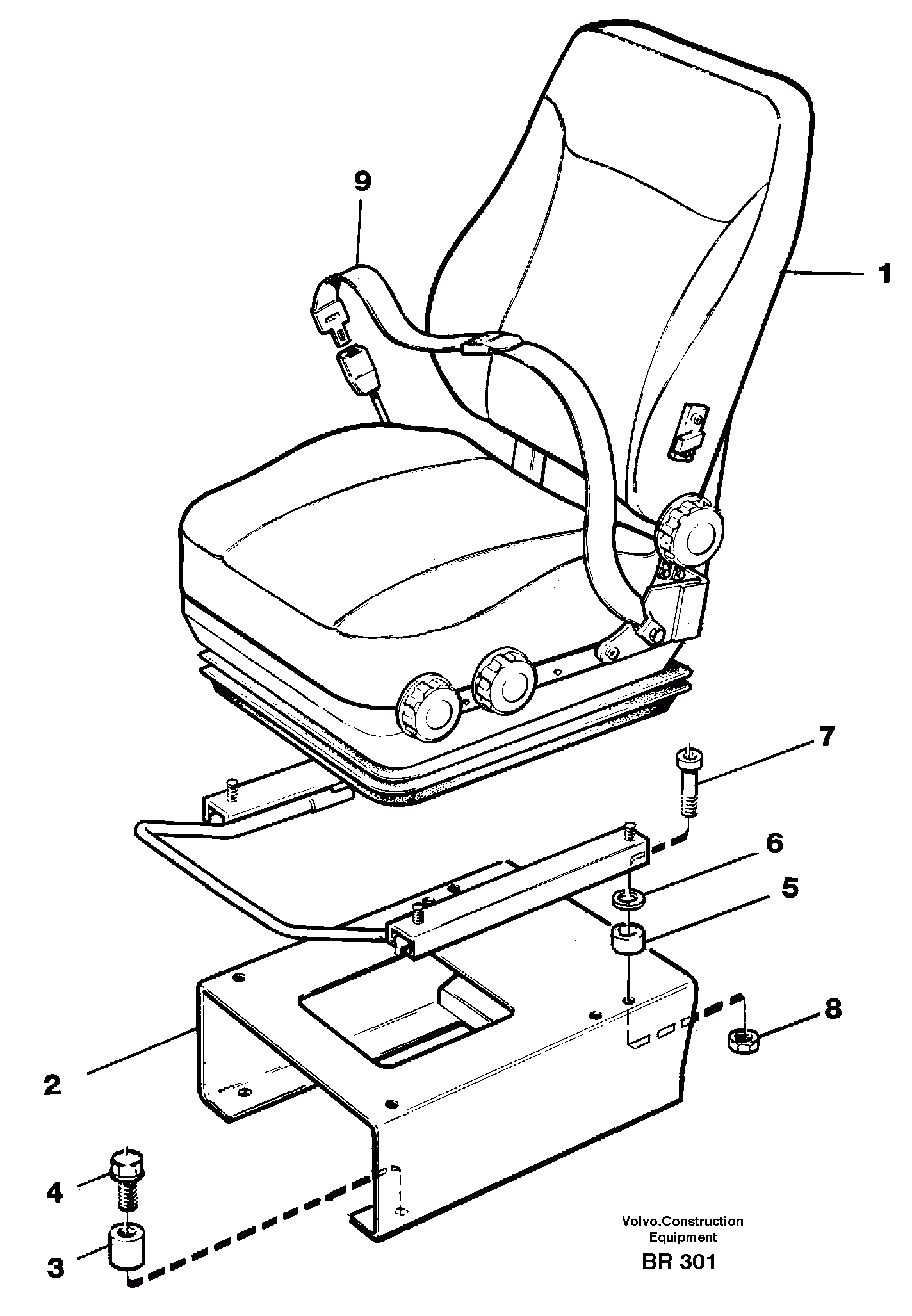 Схема запчастей Volvo A40 - 91247 Operator seat with fitting parts A40 SER NO 1201-, SER NO USA 60101-