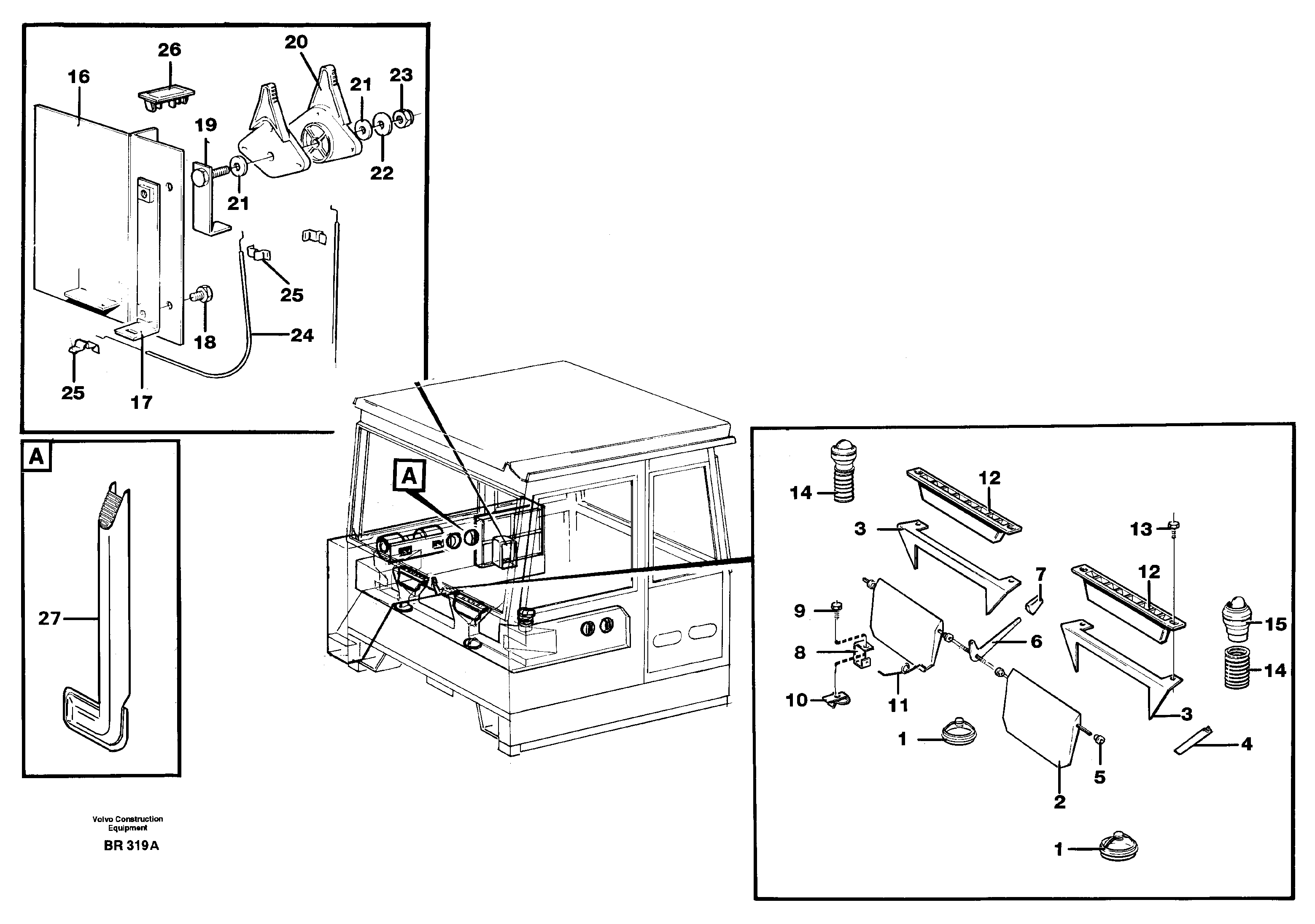 Схема запчастей Volvo A40 - 2537 Air distribution. Outlet and controls A40 SER NO 1201-, SER NO USA 60101-